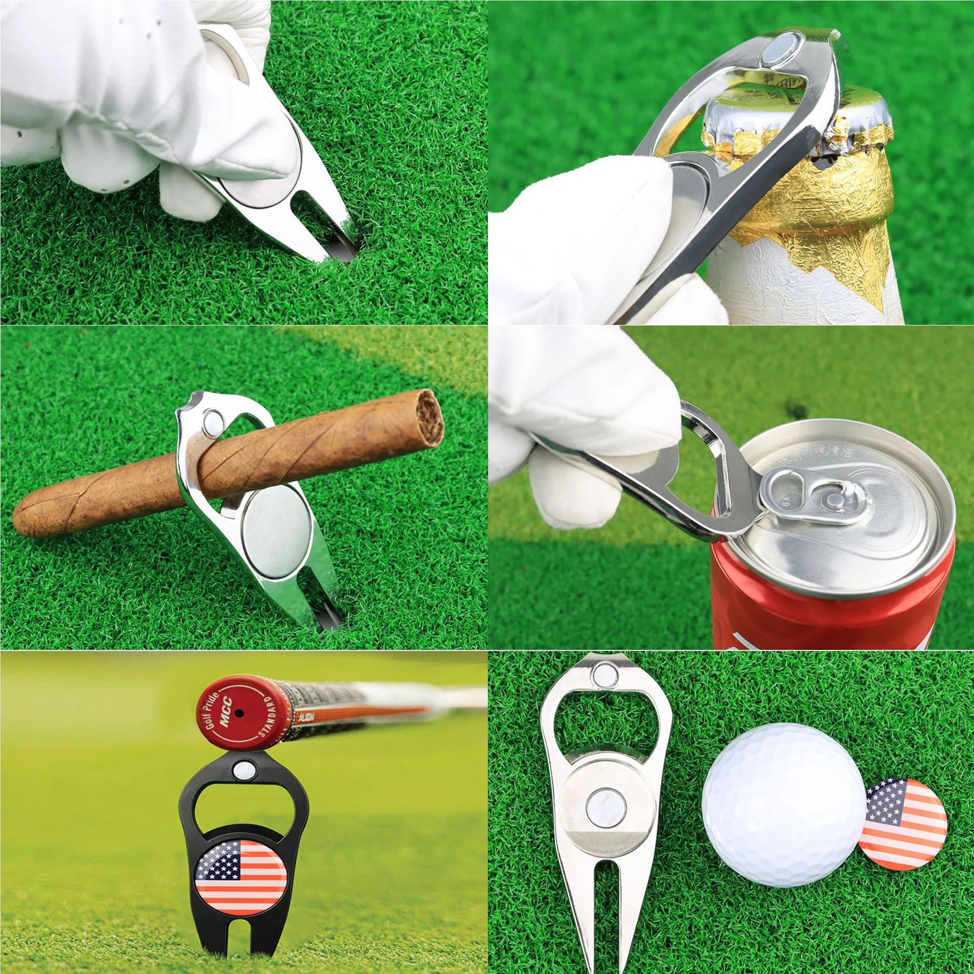 Magnetic Golf Green Fork With Opener