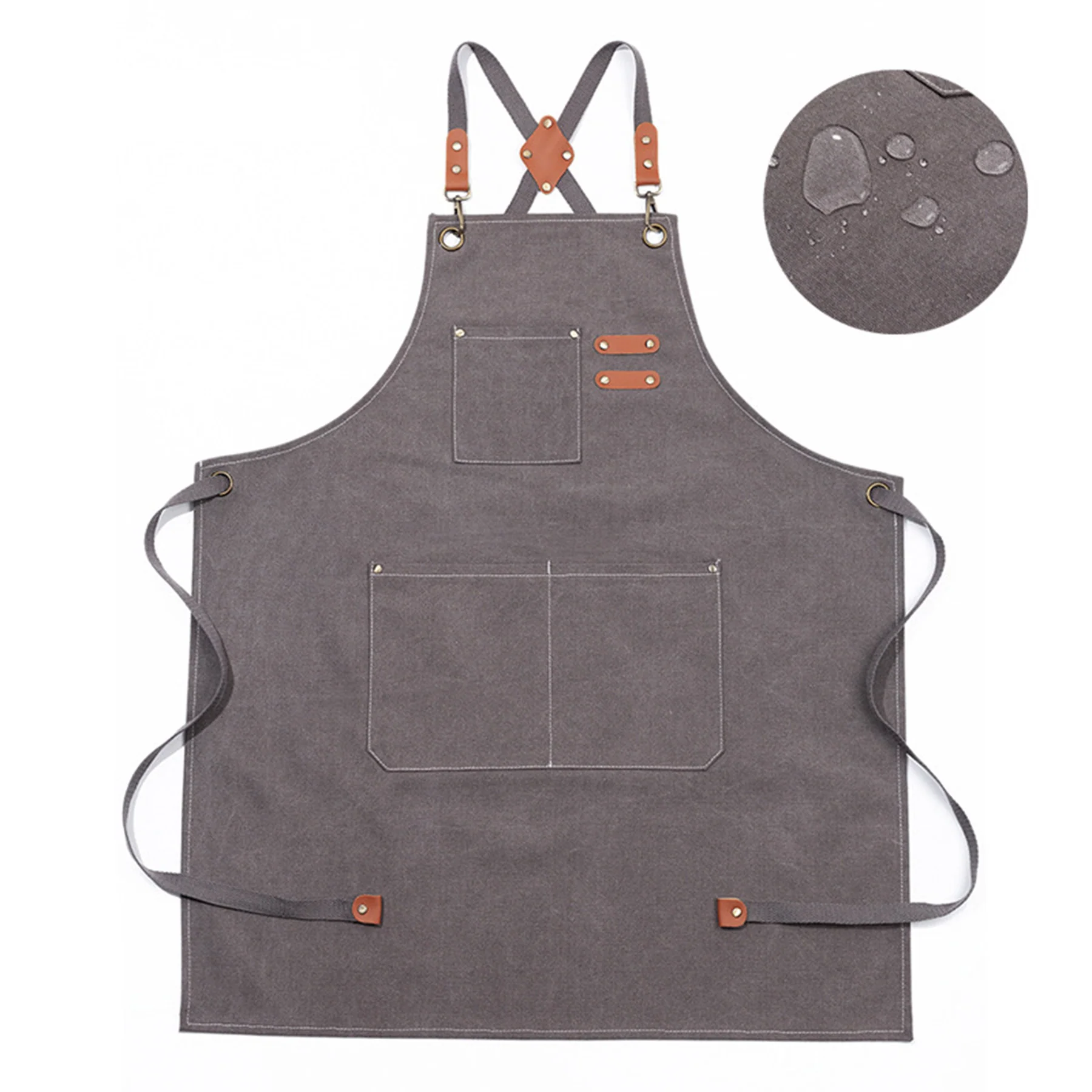 Waterproof Baking Shop Work Canvas Apron W/ Adjustable Strap