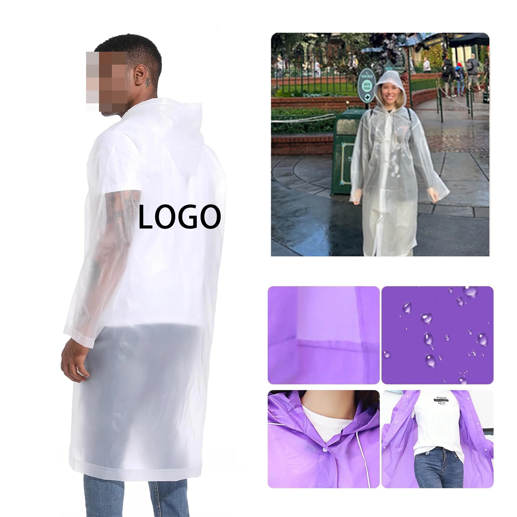 Clear Rain Ponchos for Adults