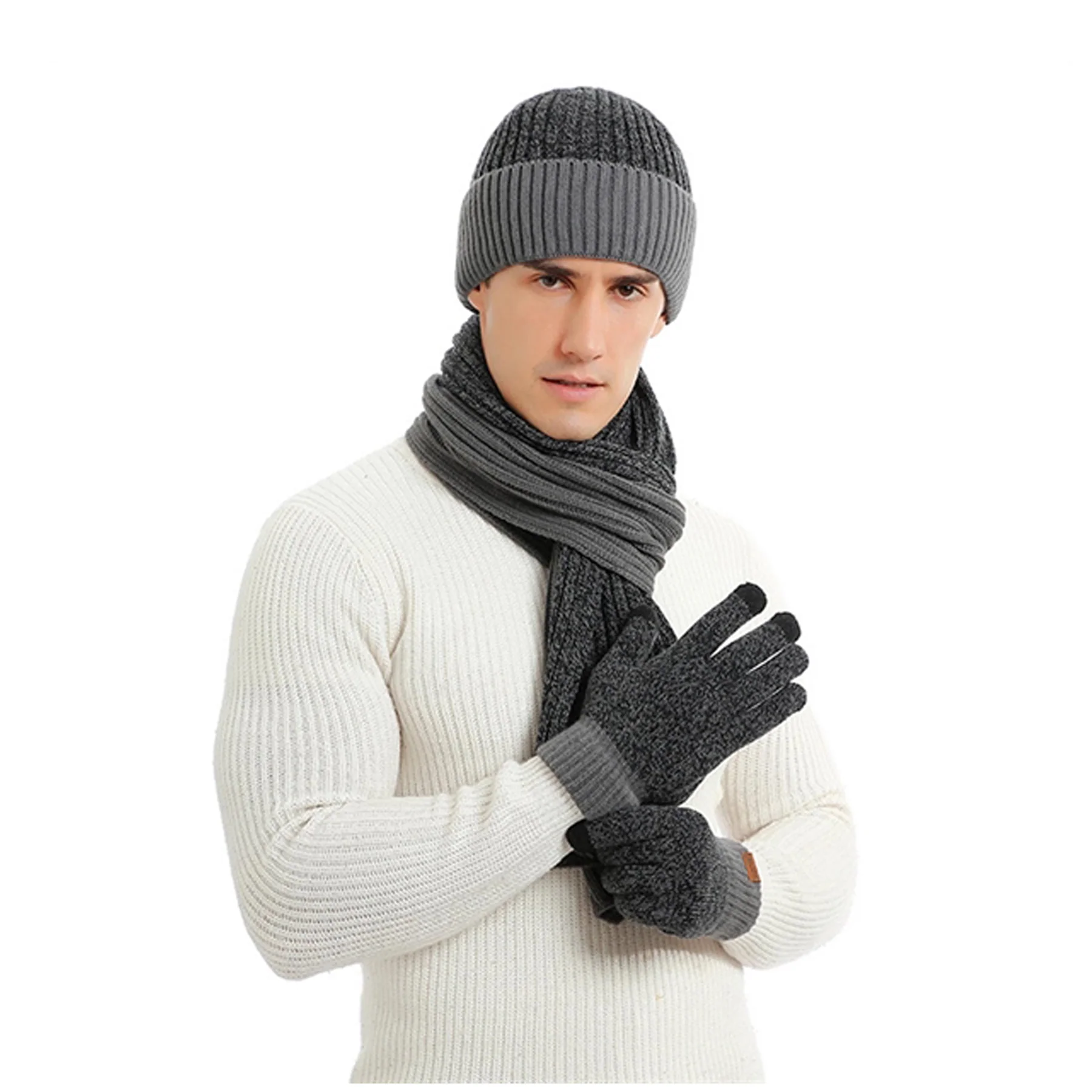 3 PCS Winter Hat Scarf Gloves Set