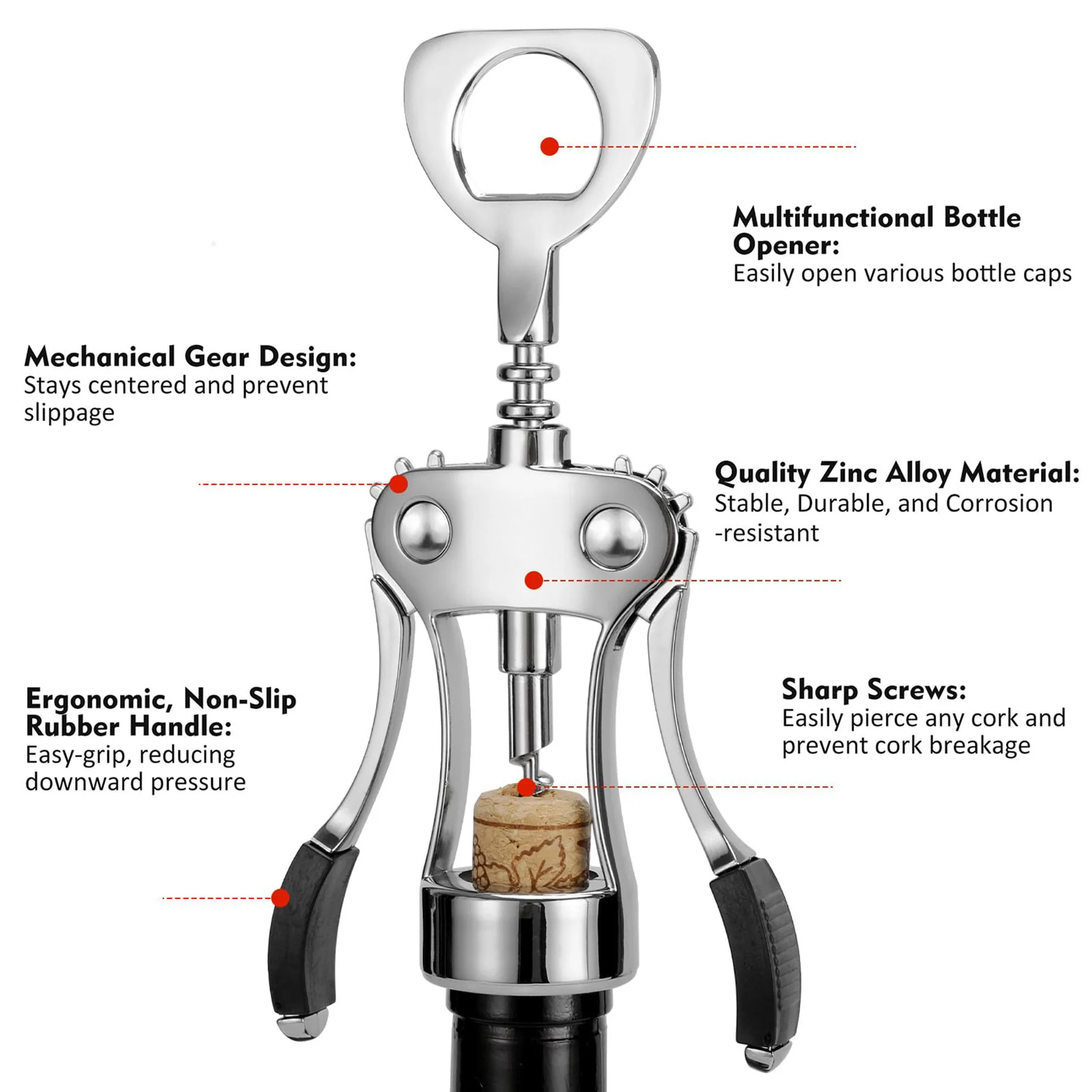 Heavy Duty Zinc Alloy Wing Corkscrew