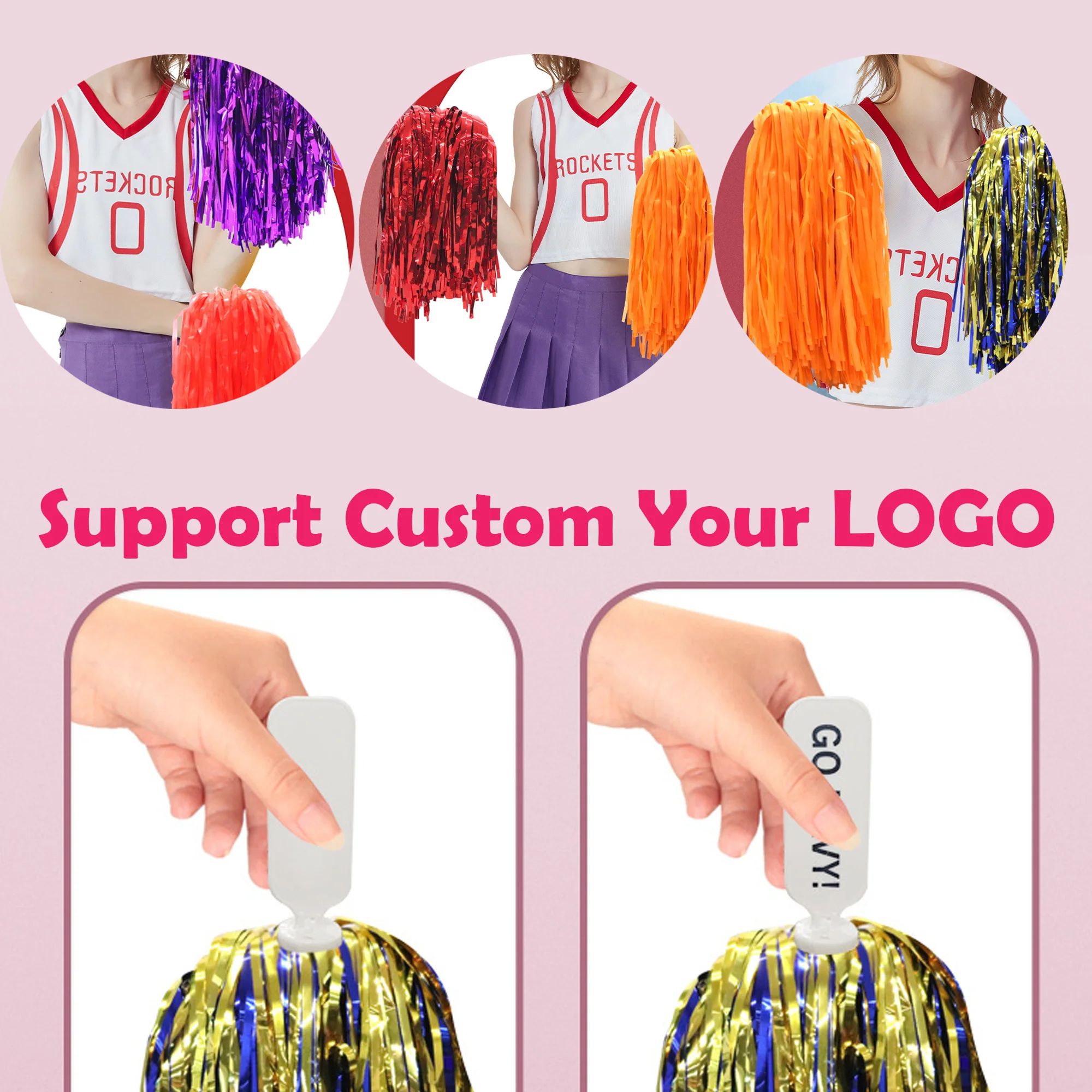 Foil Cheerleader Poms/ Plastic Handle