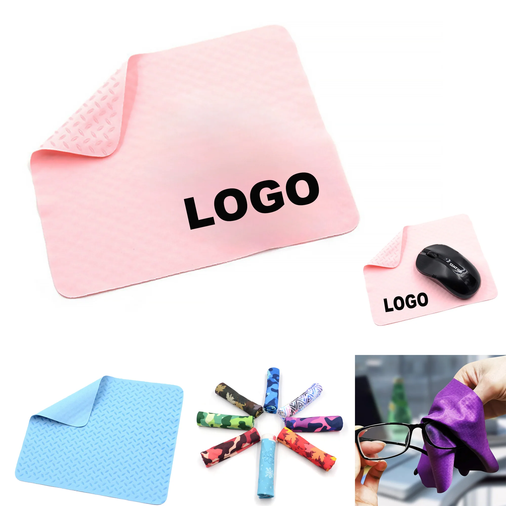 Microfibre Glasses Cleaning Cloth 2-In-1 Anti-Slip Mouse Pad