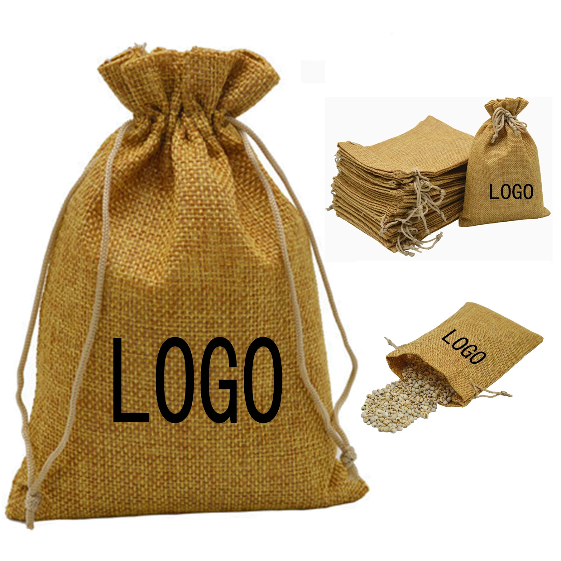 Linen Gift Bag With Drawstring