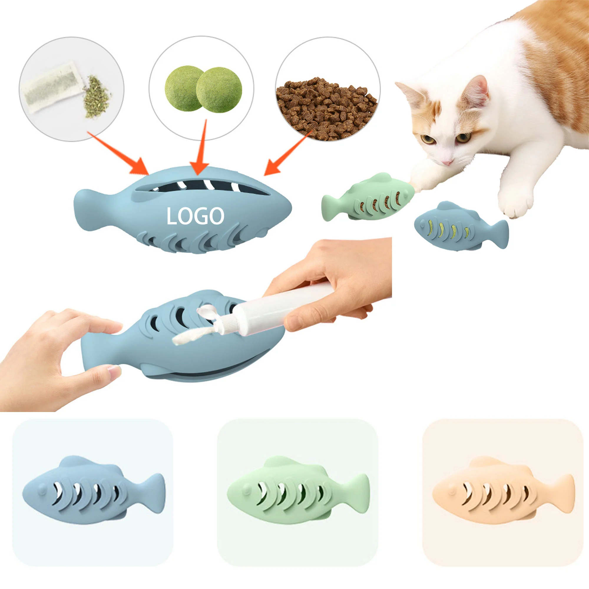 Fish-shaped Silicone Treat-Dispensing Toy