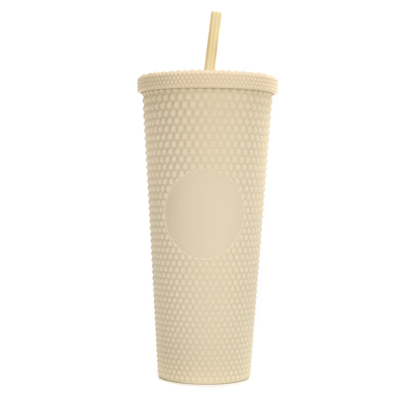 Double Wall Studded Tumbler with Lid and Straw