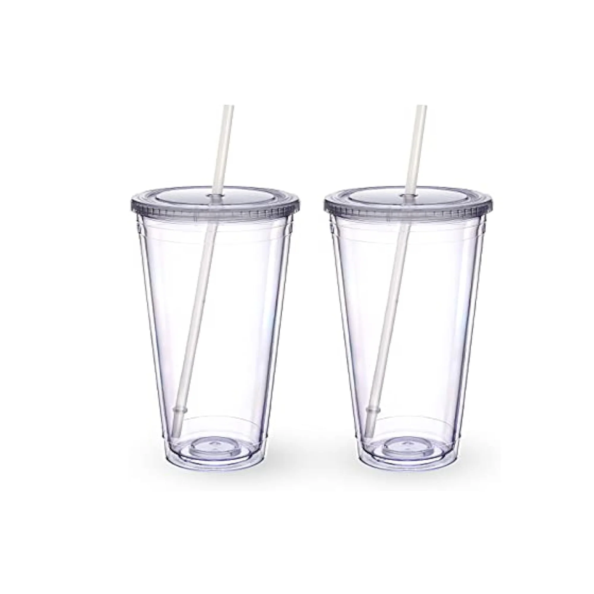 16OZ Double Layer Plastic Straw Cup