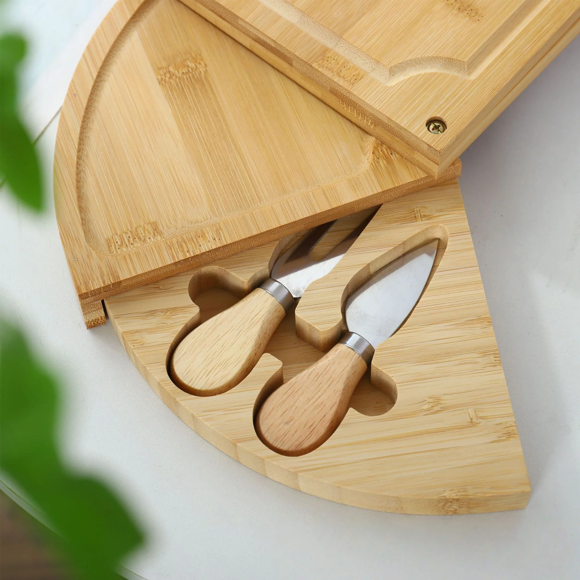 Multi-Tiered Bamboo Charcuterie Board with Knives