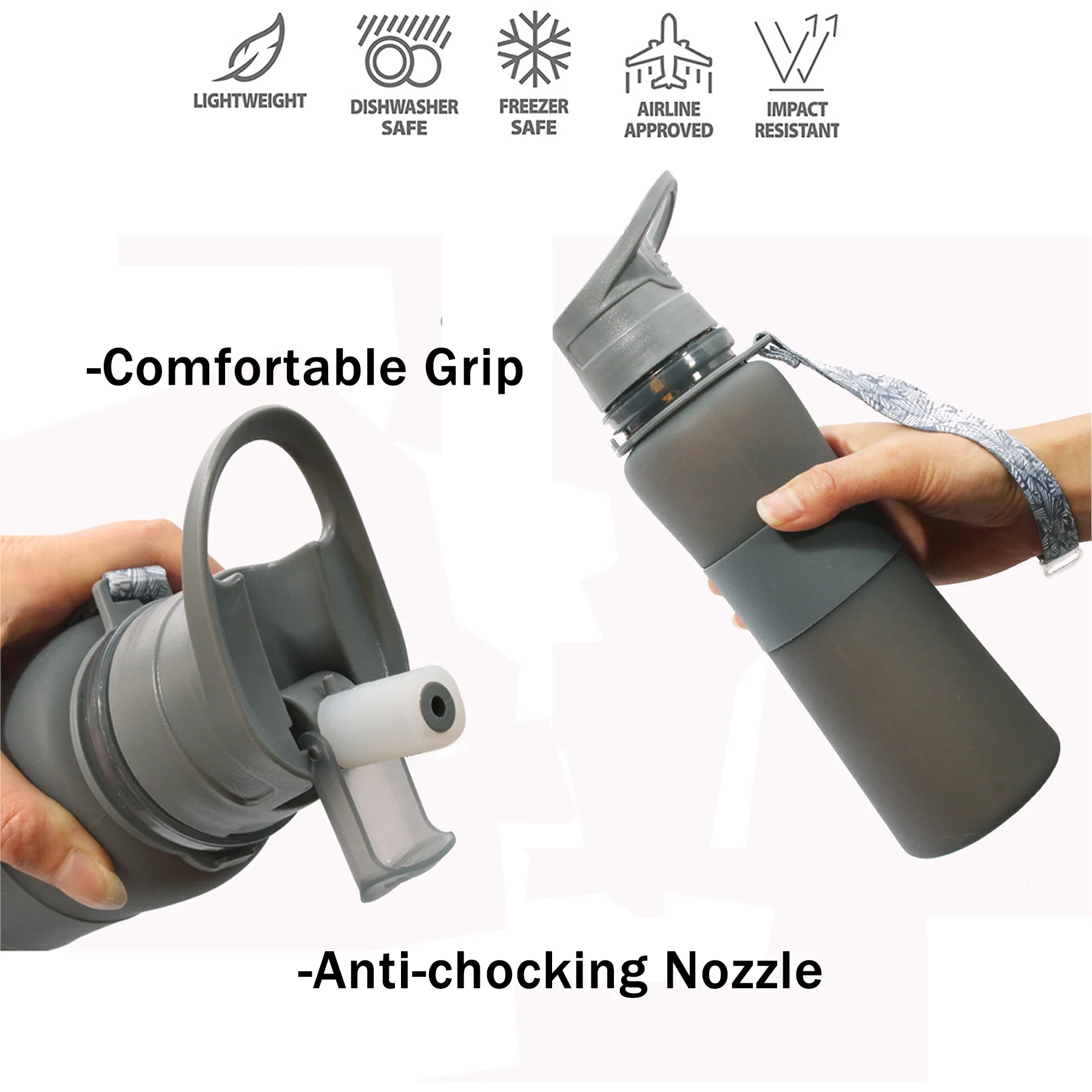 22 Oz Silicone Collapsible Water Bottle