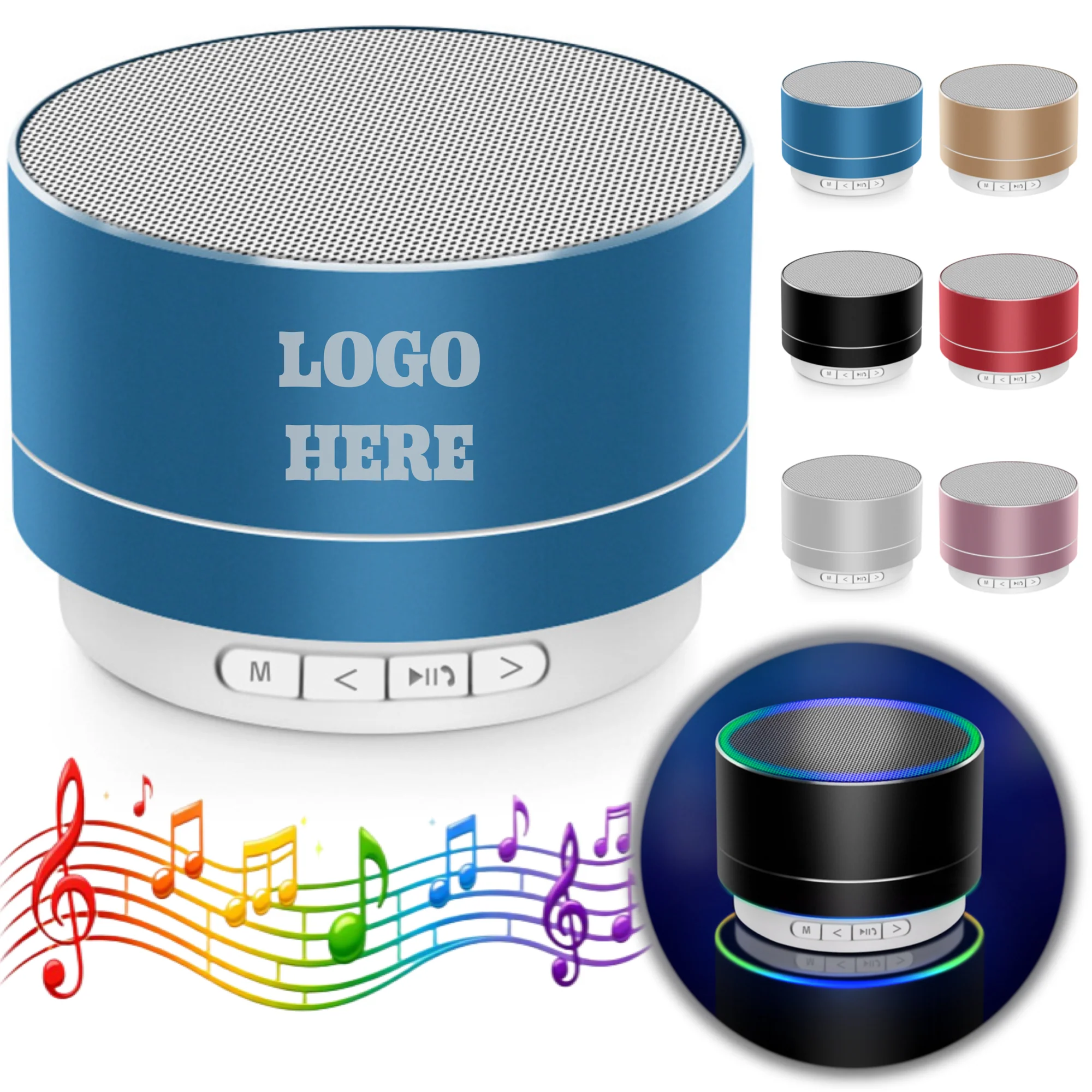 Portable Metal Bluetooth Speaker With Led Light