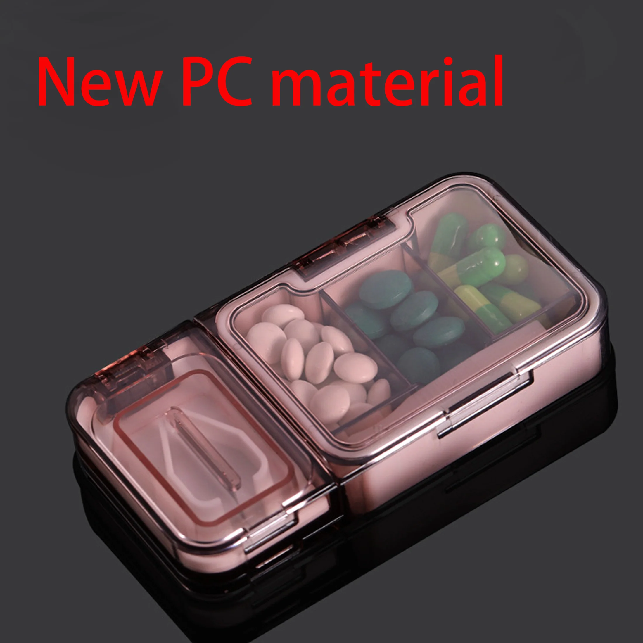 Travel Pill Box with Pill Cutter Splitter