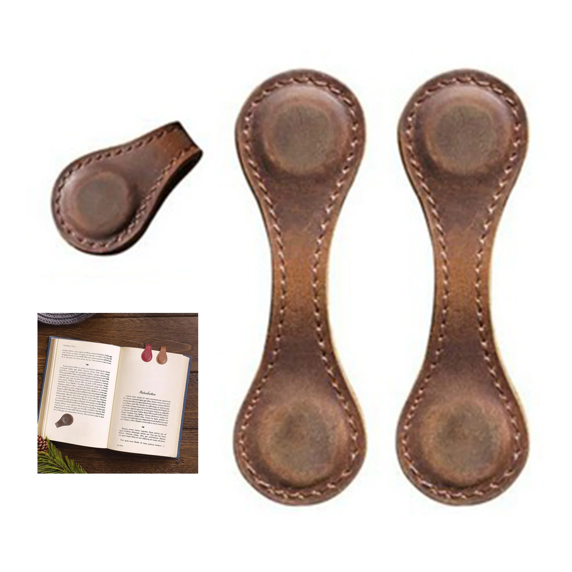 Vintage Pu Leather Bone Shape Magnetic Bookmark