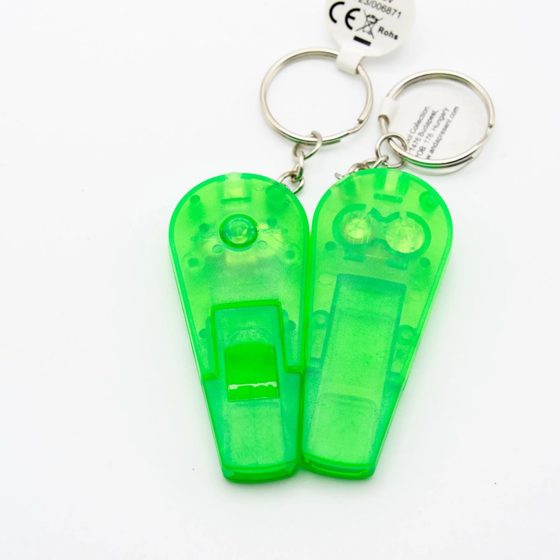 Portable Mini Plastic Whistle Keychain LED Light