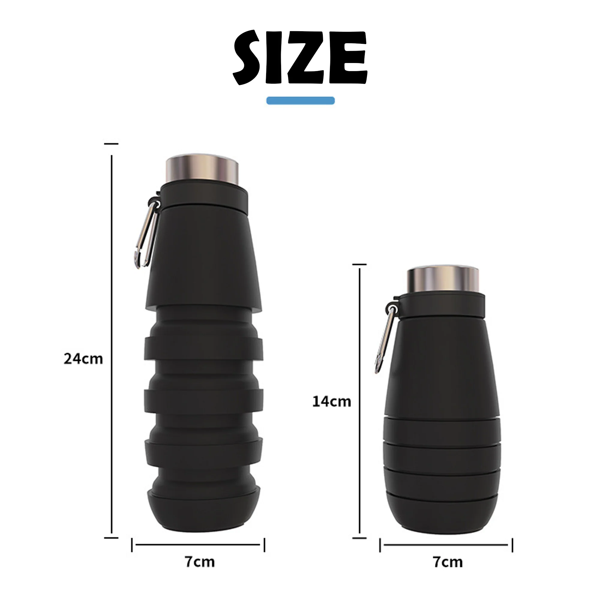 Silicone Foldable Sports Water Bottle