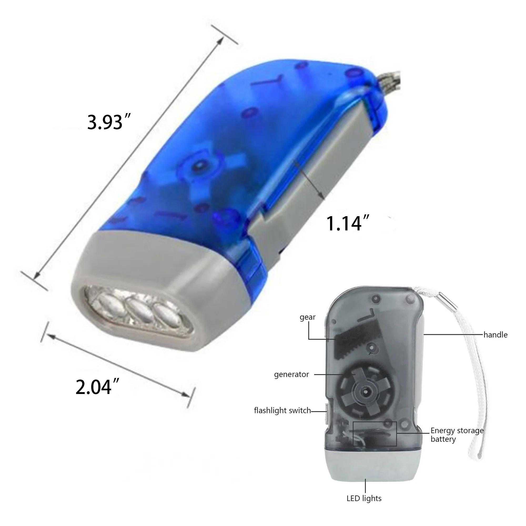 3 LED Hand Crank Emergency Flashlight
