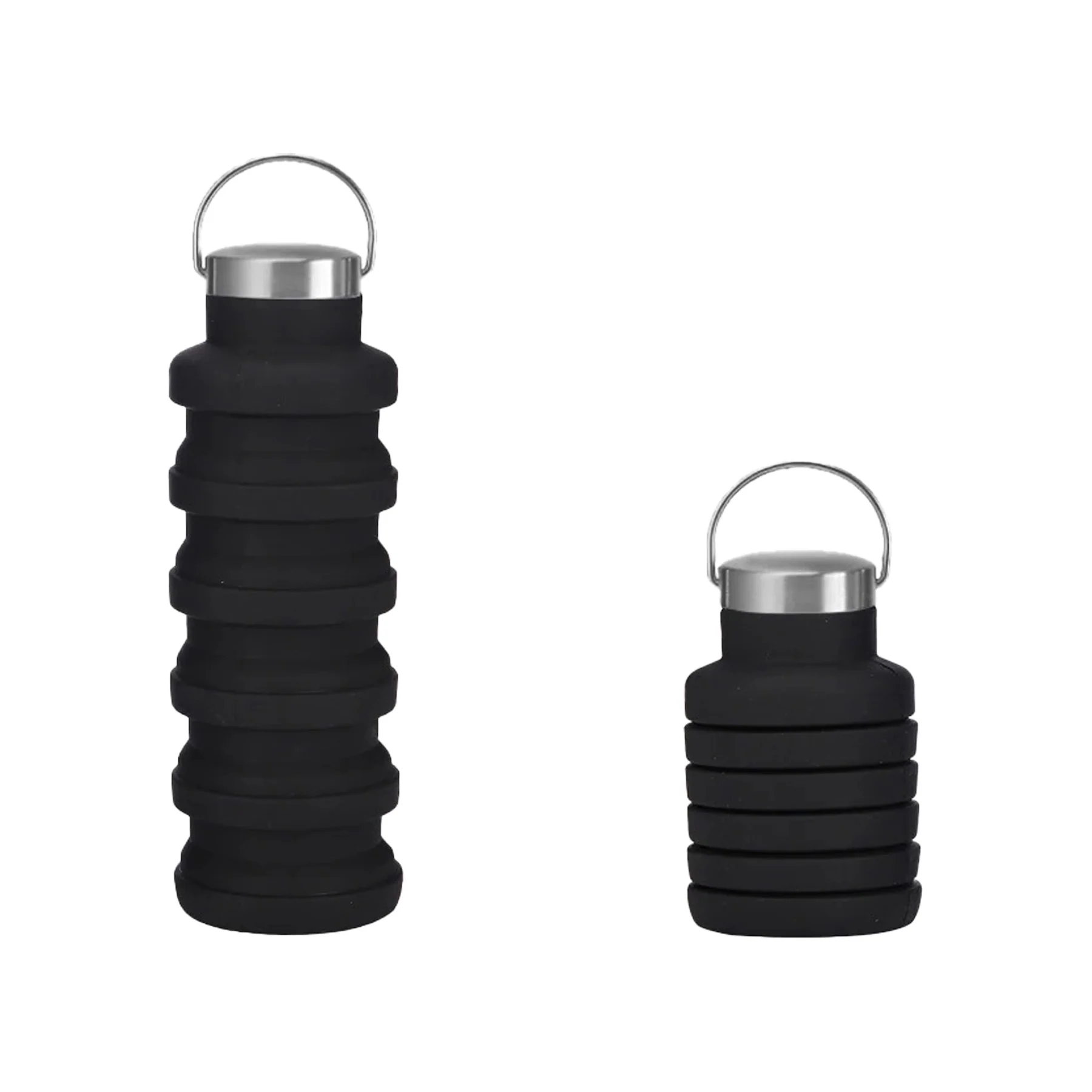 16Oz./6Oz. Collapsible Silicone Water Bottles With Handle