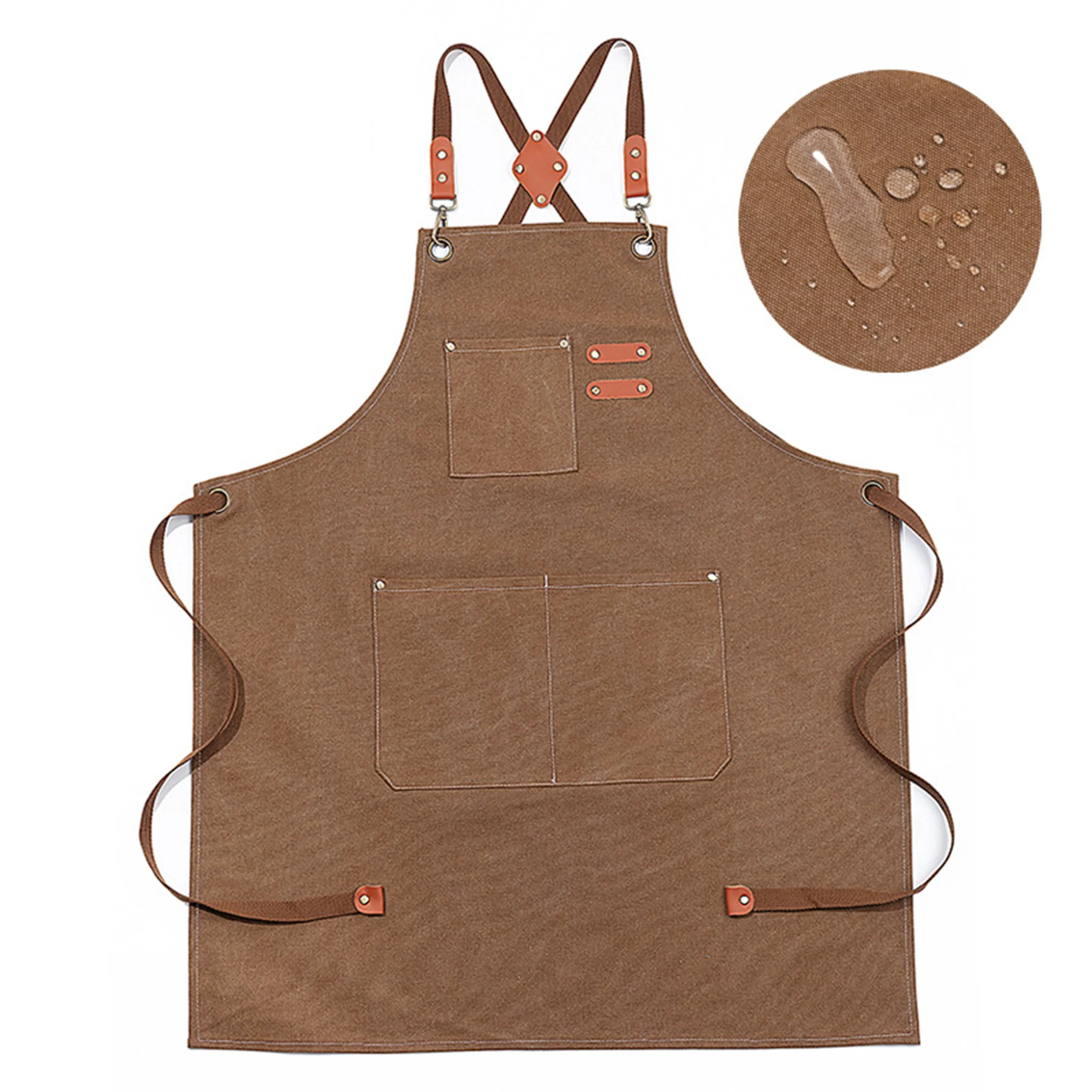 Waterproof Baking Shop Work Canvas Apron W/ Adjustable Strap