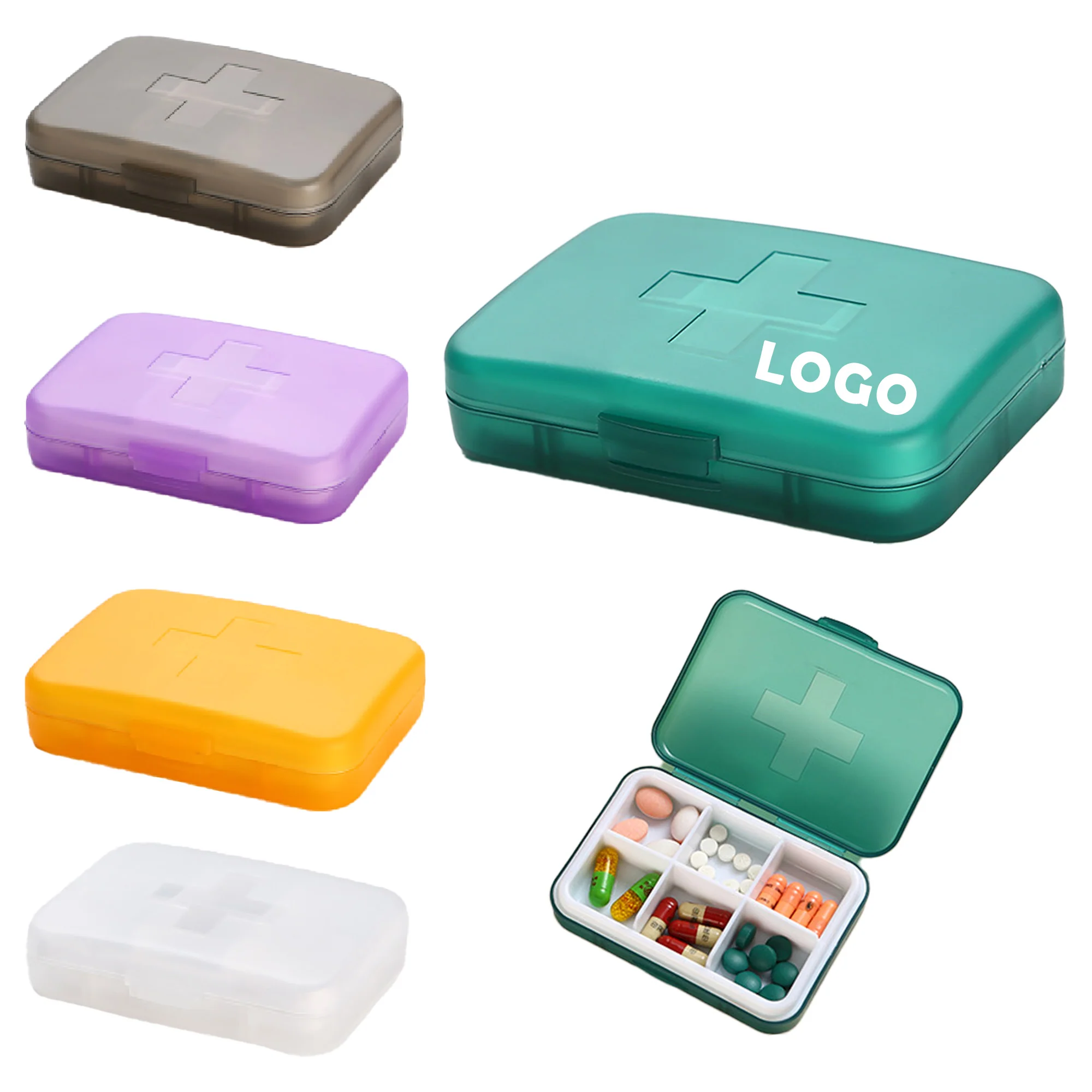Six Compartment Pill Dispenser Tablet Box