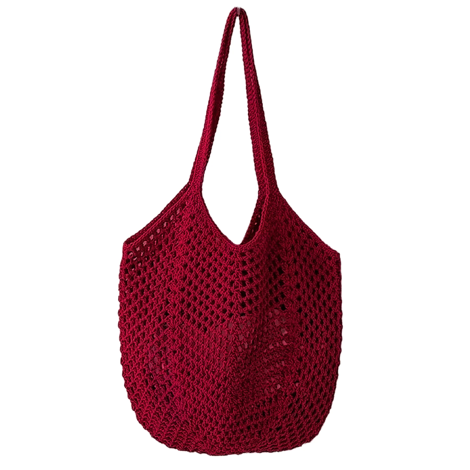 Large Capacity Crochet Knit Shoulder Beach Bag Hollow Out Tote