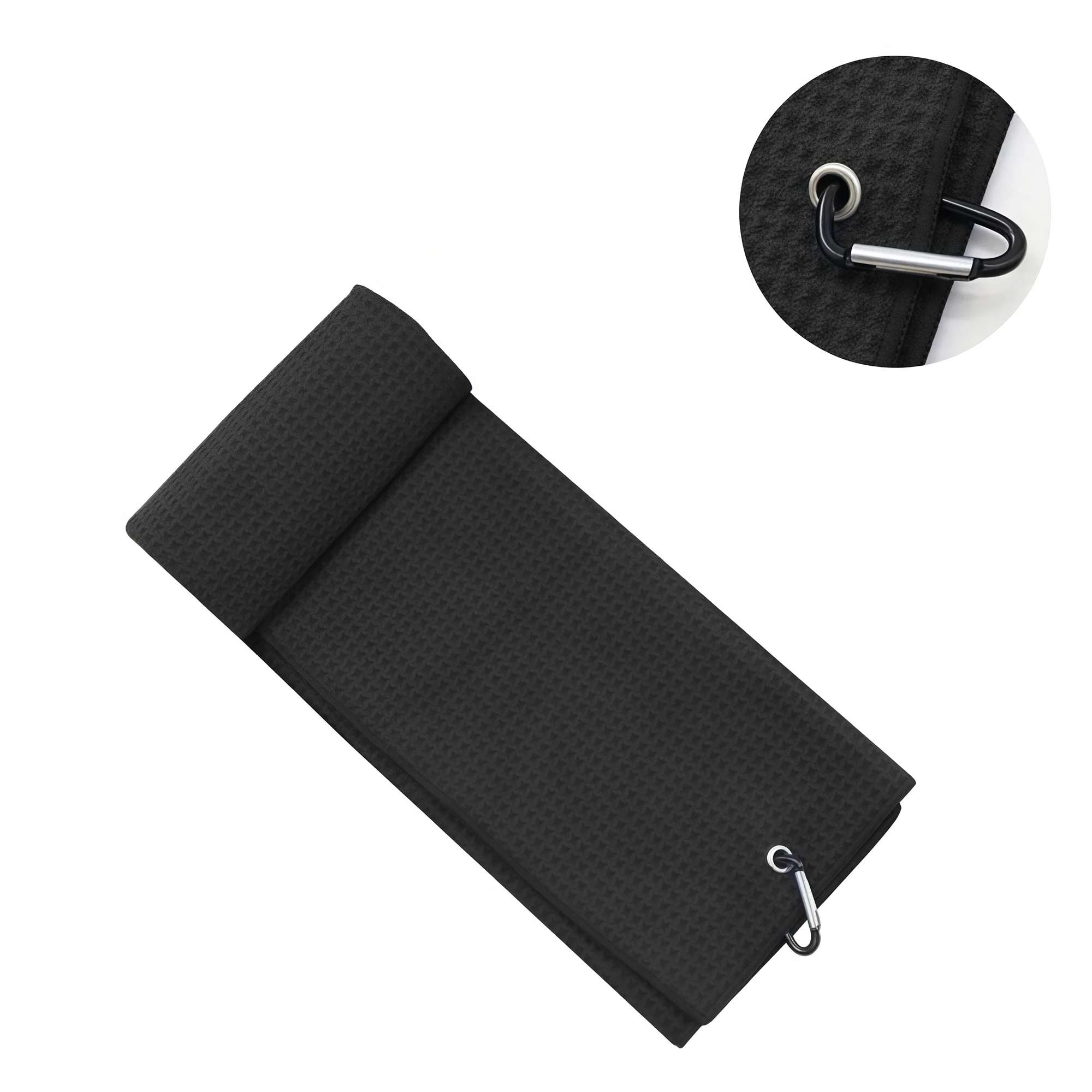 Waffle Texture Golf Towel With Carabiner