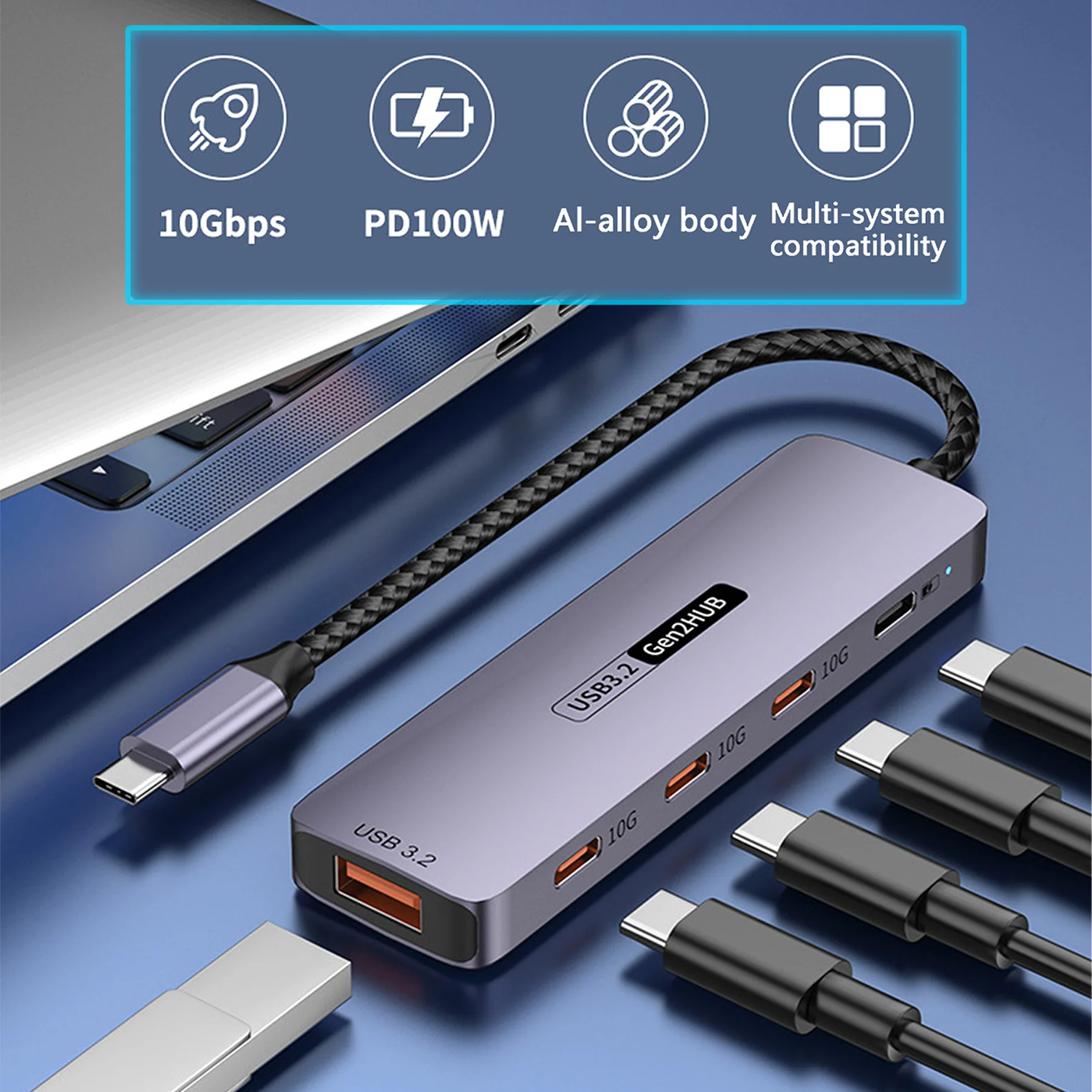 5-In-1 10Gpbs Usb3.2 Gen2 Hub