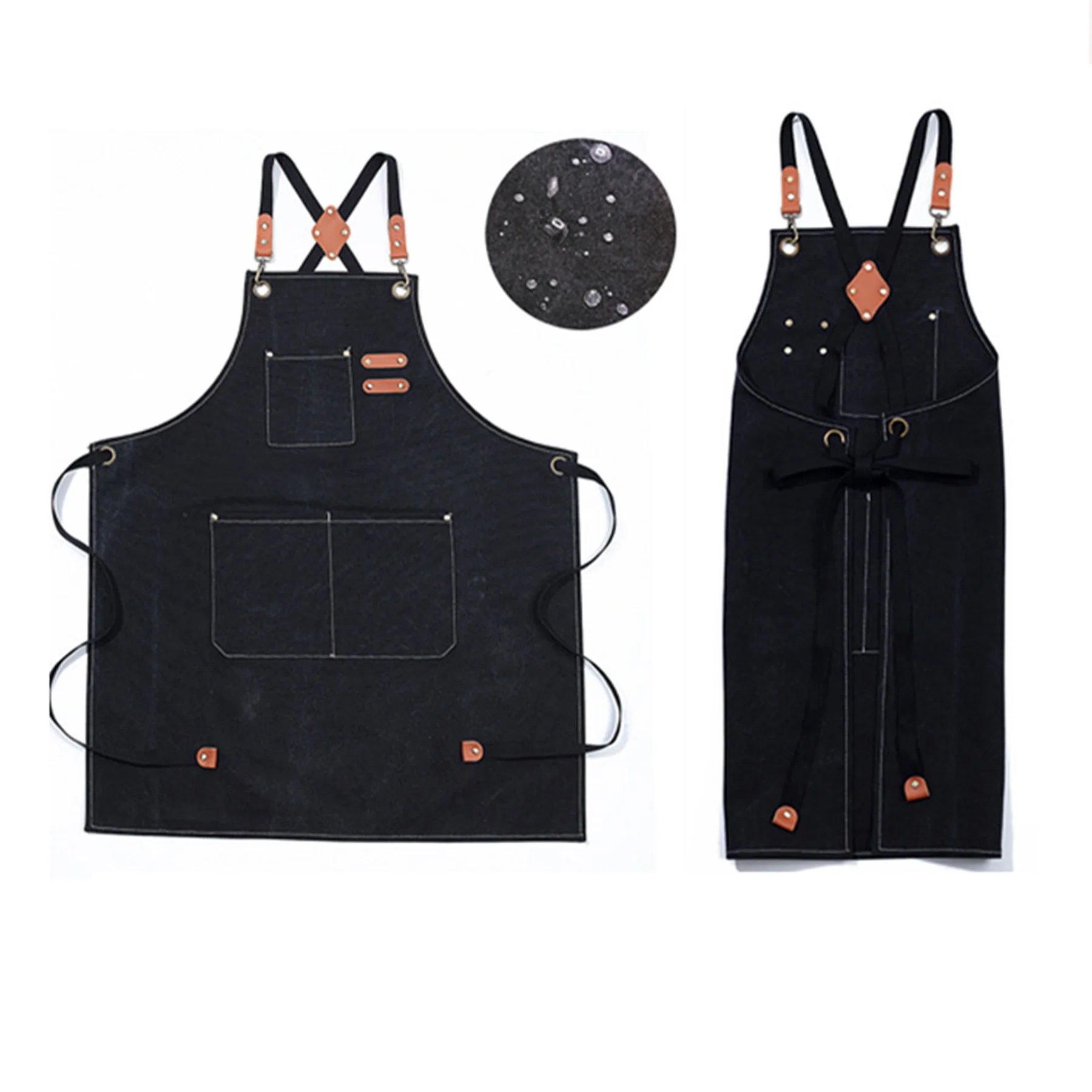 Waterproof Baking Shop Work Canvas Apron W/ Adjustable Strap