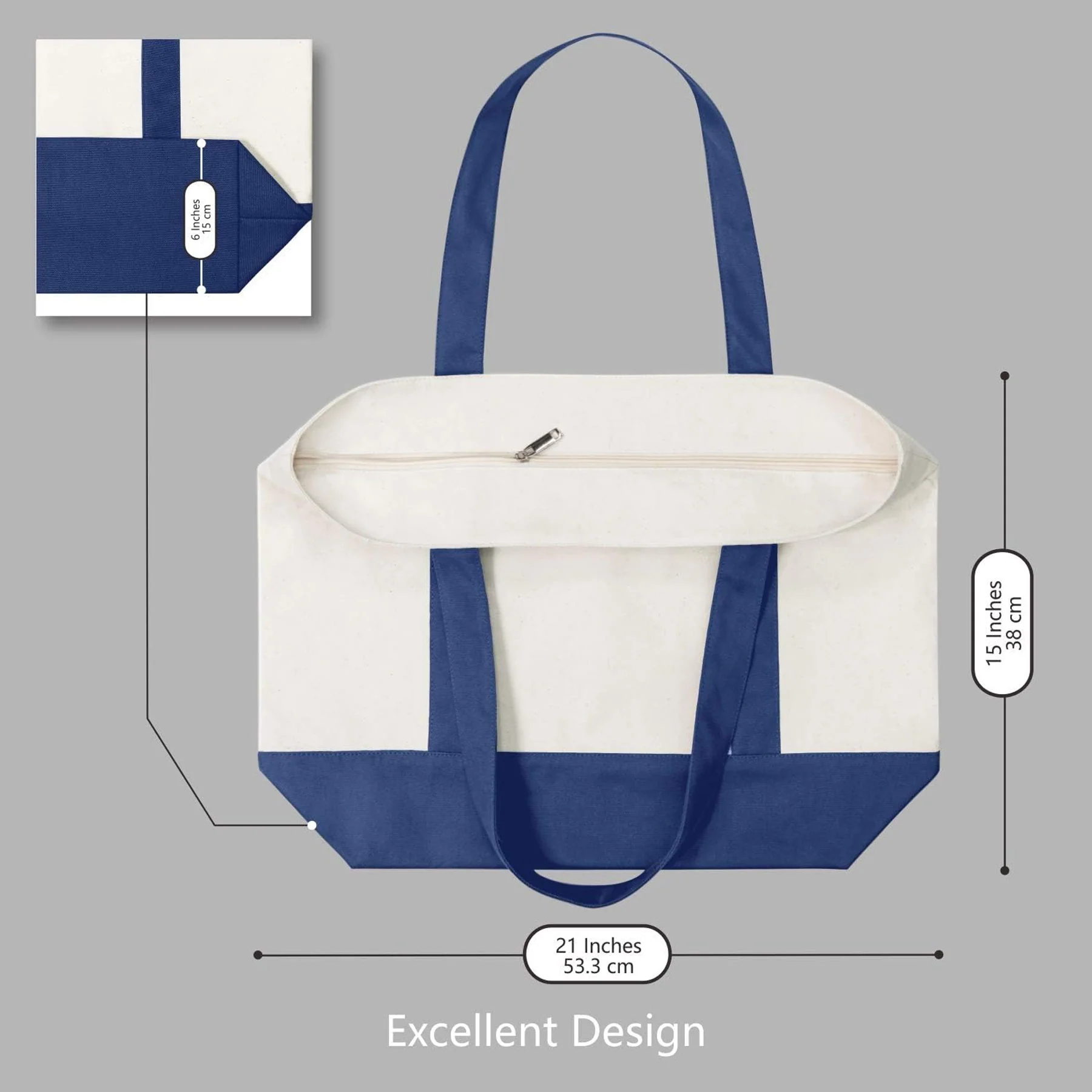 Canvas Tote with External Pocket