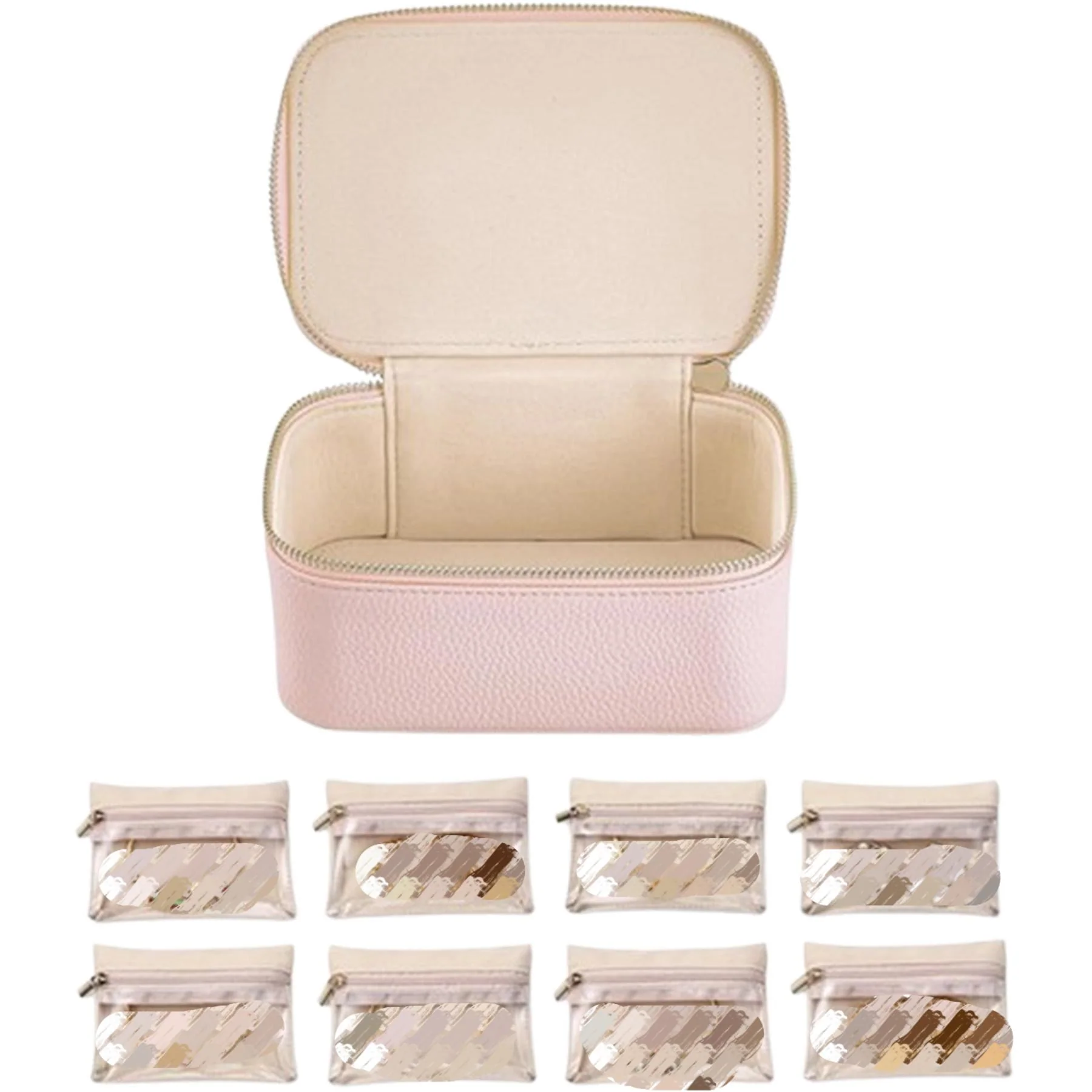 Travel Jewelry Organizer W/8Pcs Clear Velvet Bags for Girls