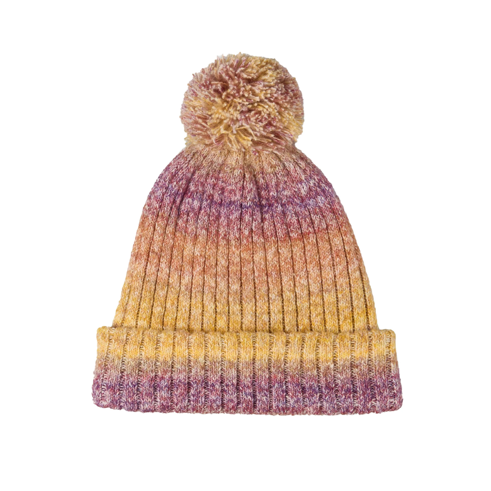 Coloured Knit Pom Beanie With Cuff