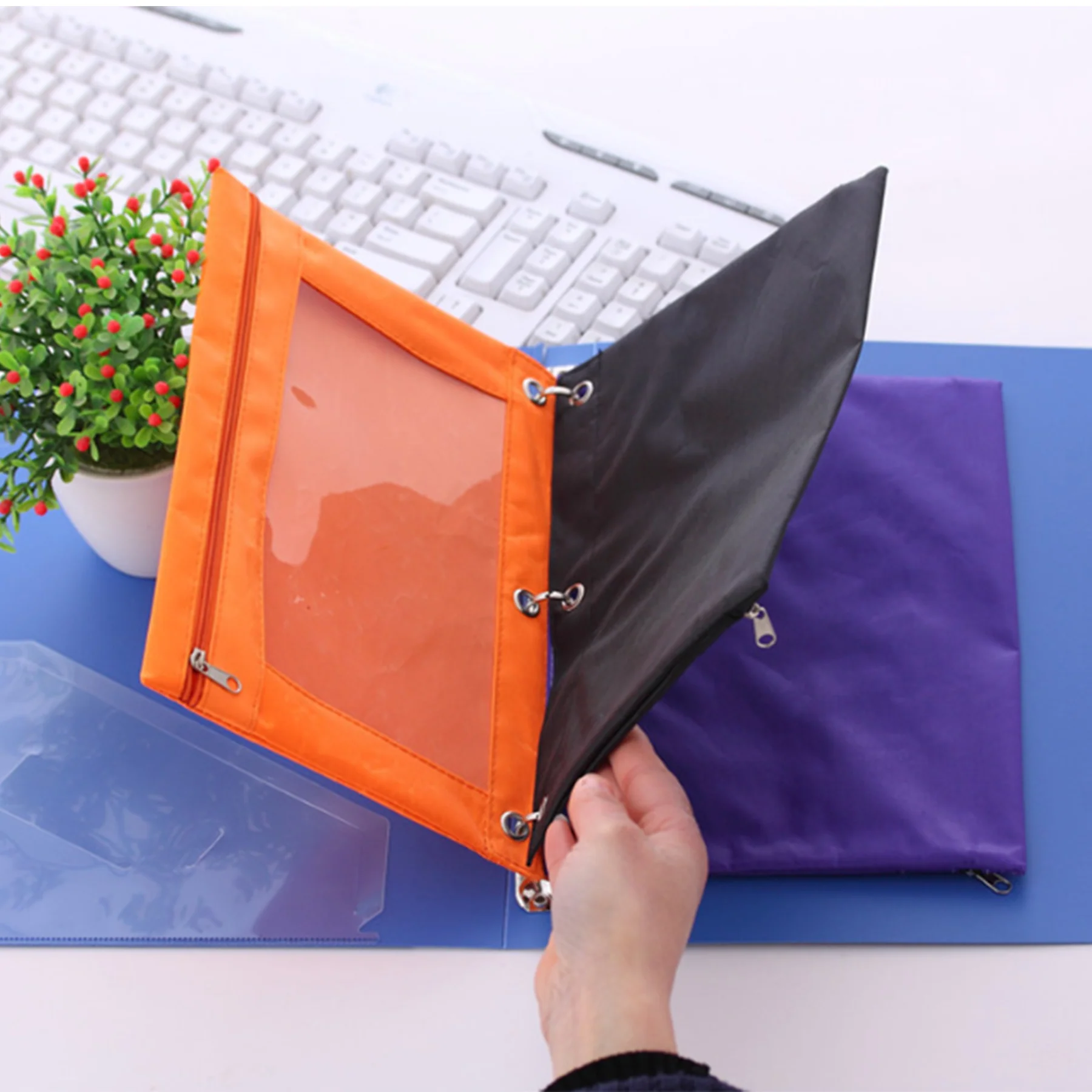 3 Ring Zippered Pencil Pouch
