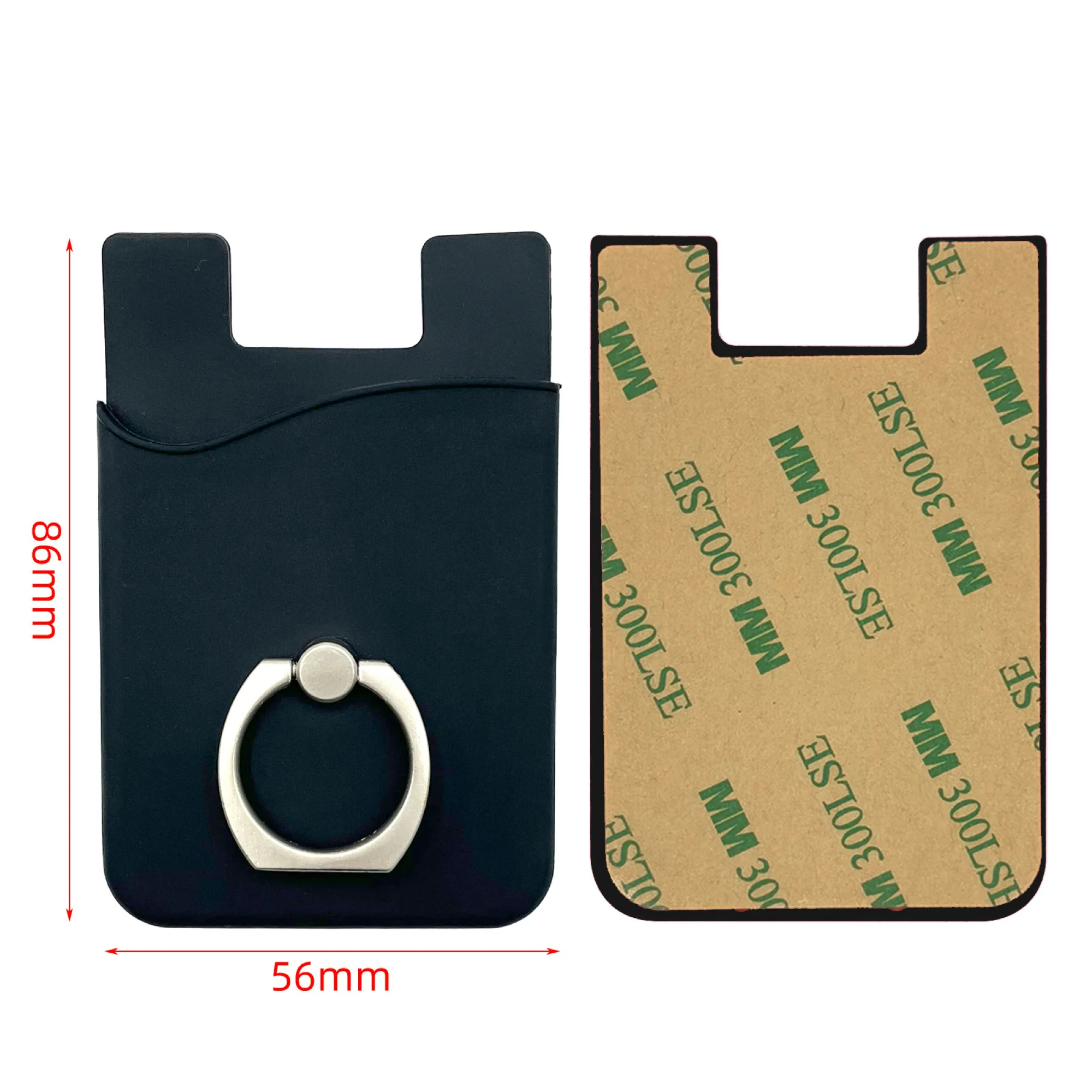 Silicone Mobile Phone Wallet Card Holder with Ring Stand
