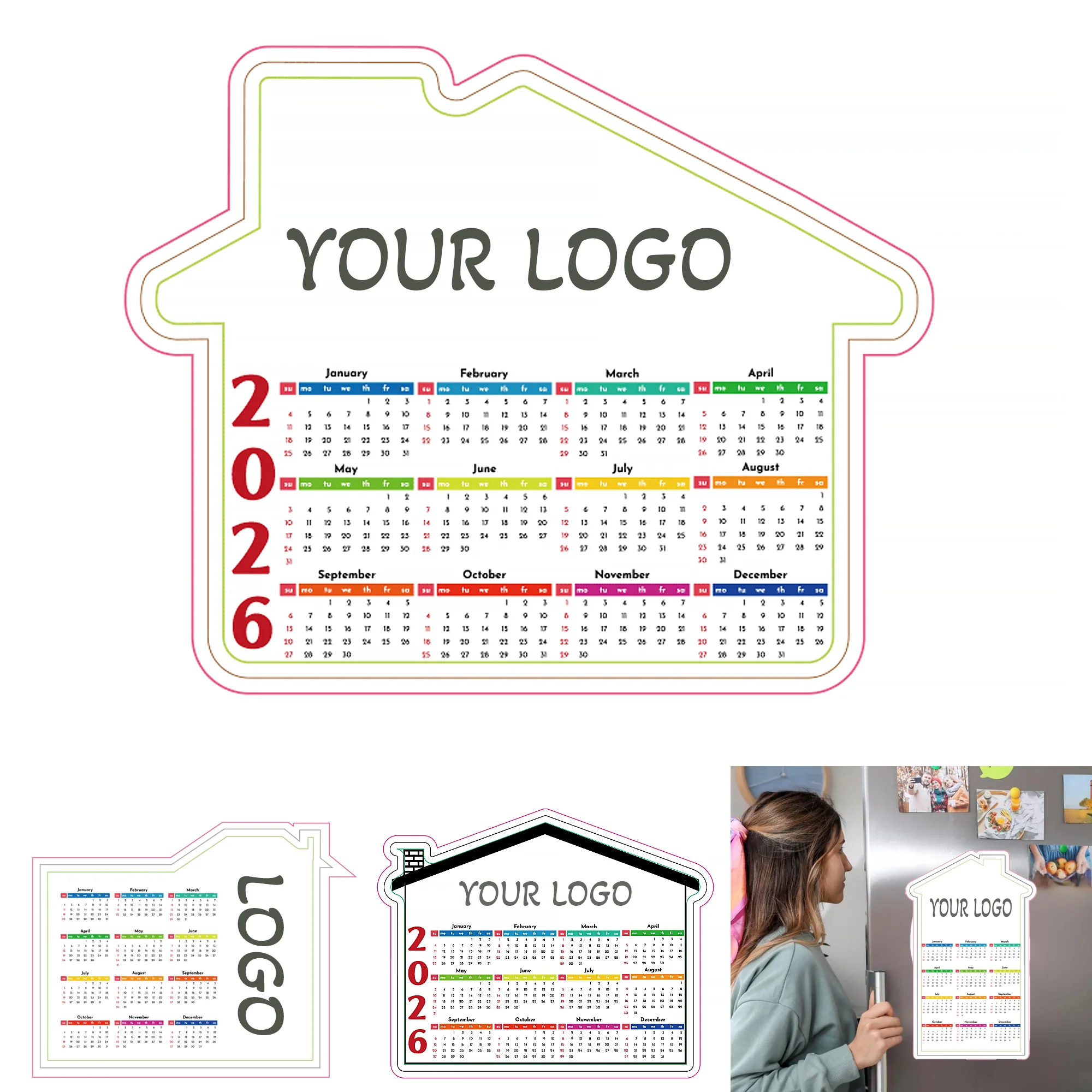 Full Year Monthly Magnetic Calendar For Fridge