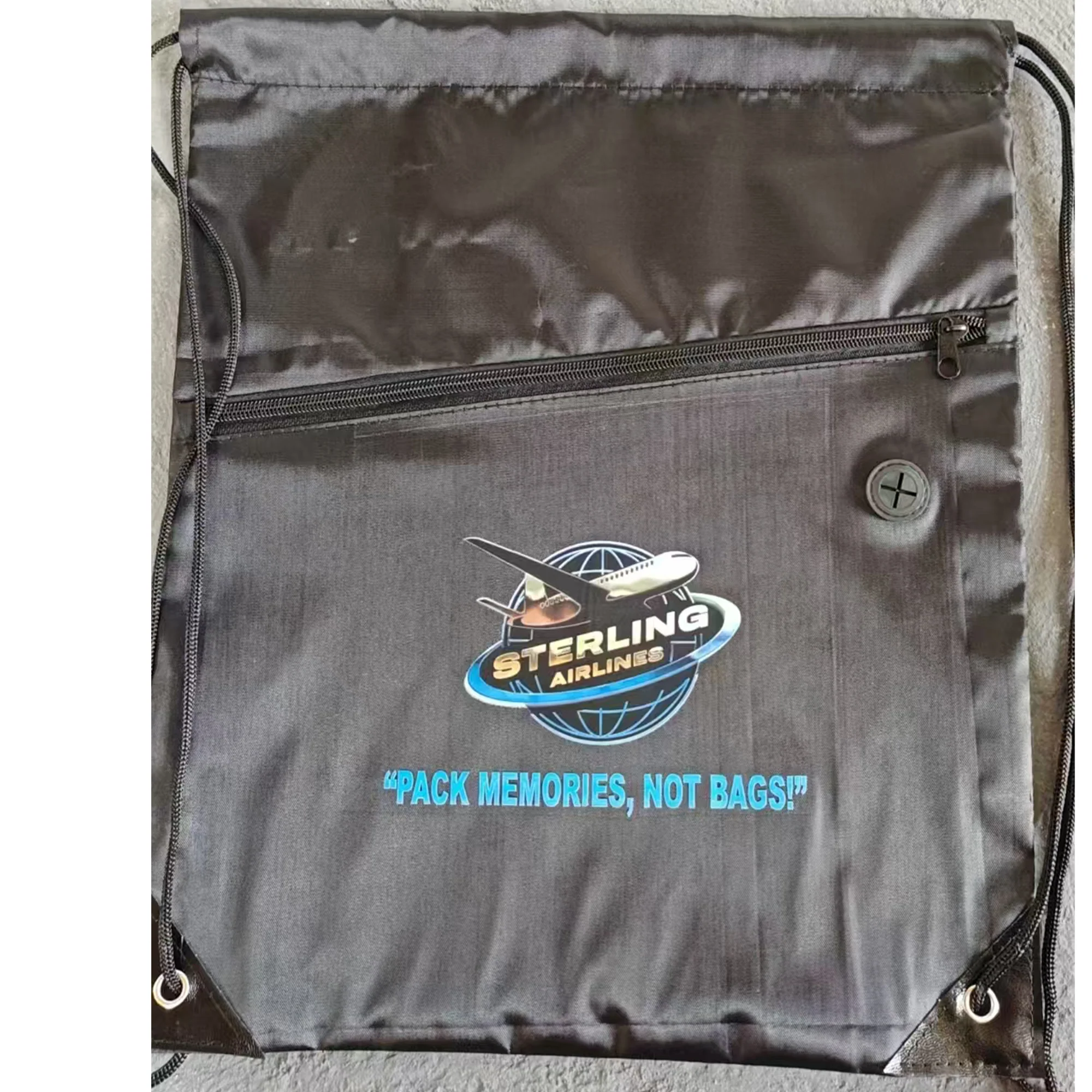 Sport Zipper Pocket Drawstring Backpack