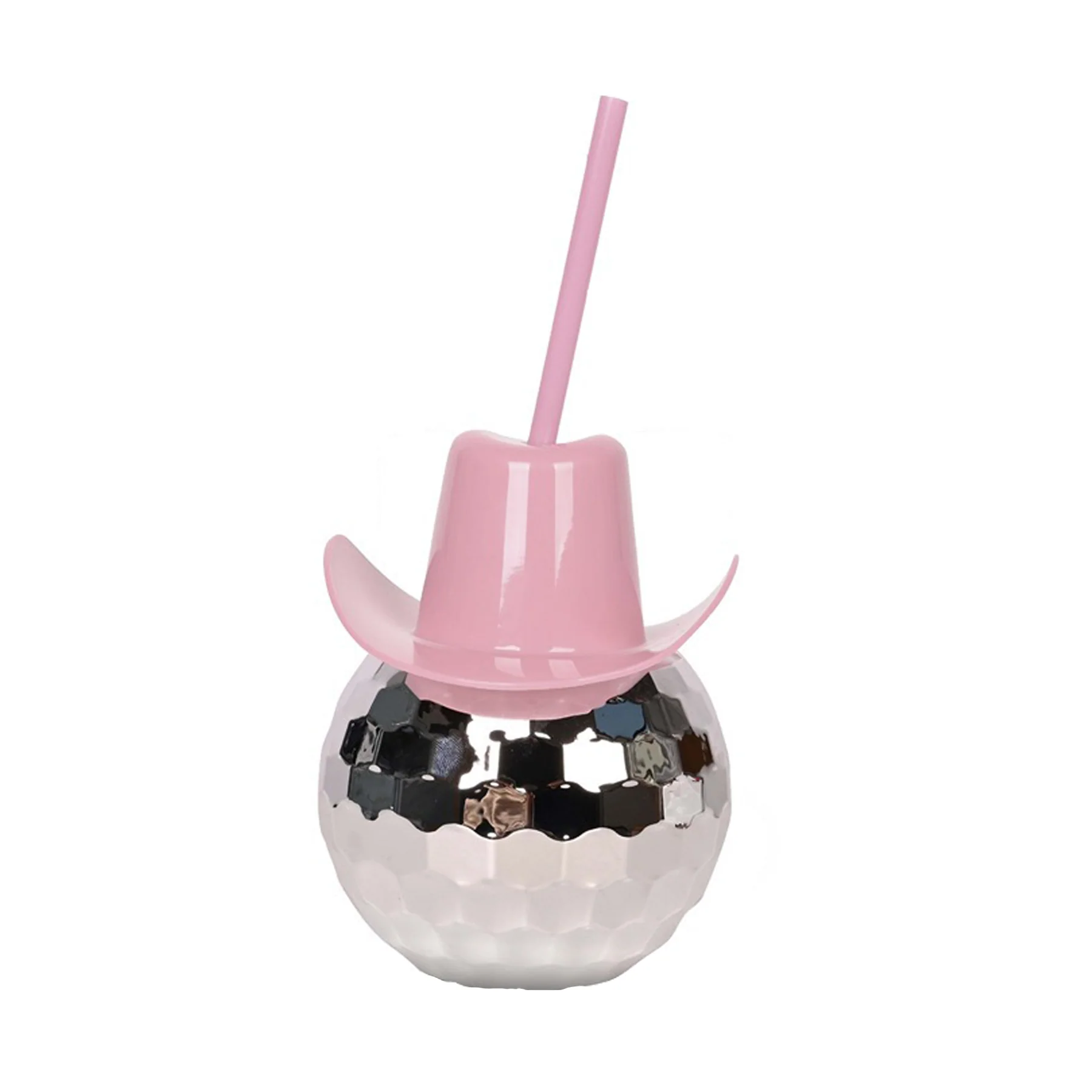 Disco Ball Hat Cup: Glittering 20oz Tumbler with Straw