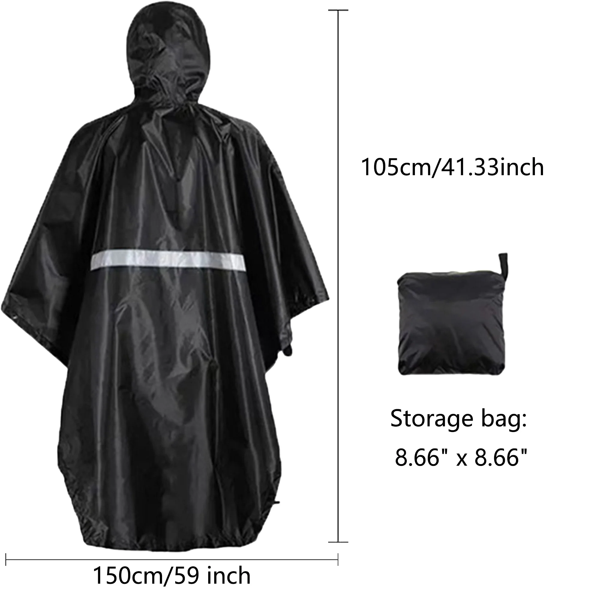 Hooded Rain Poncho Unisex Long Raincoat