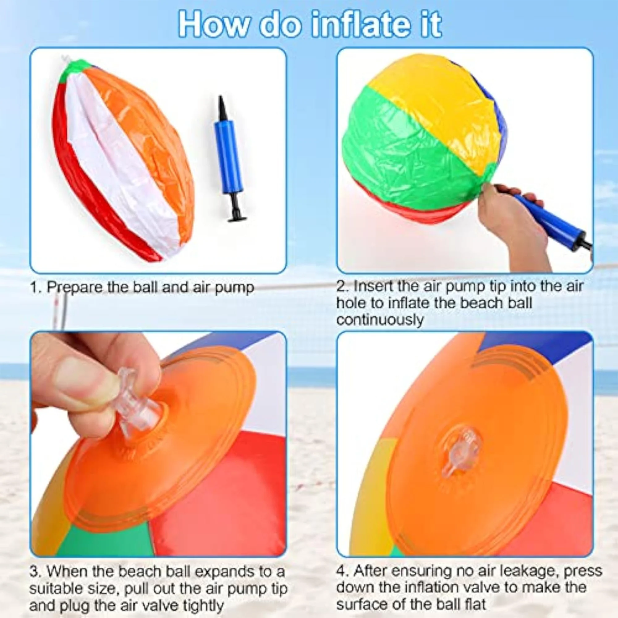 12" Six Color Inflatable Beach Ball