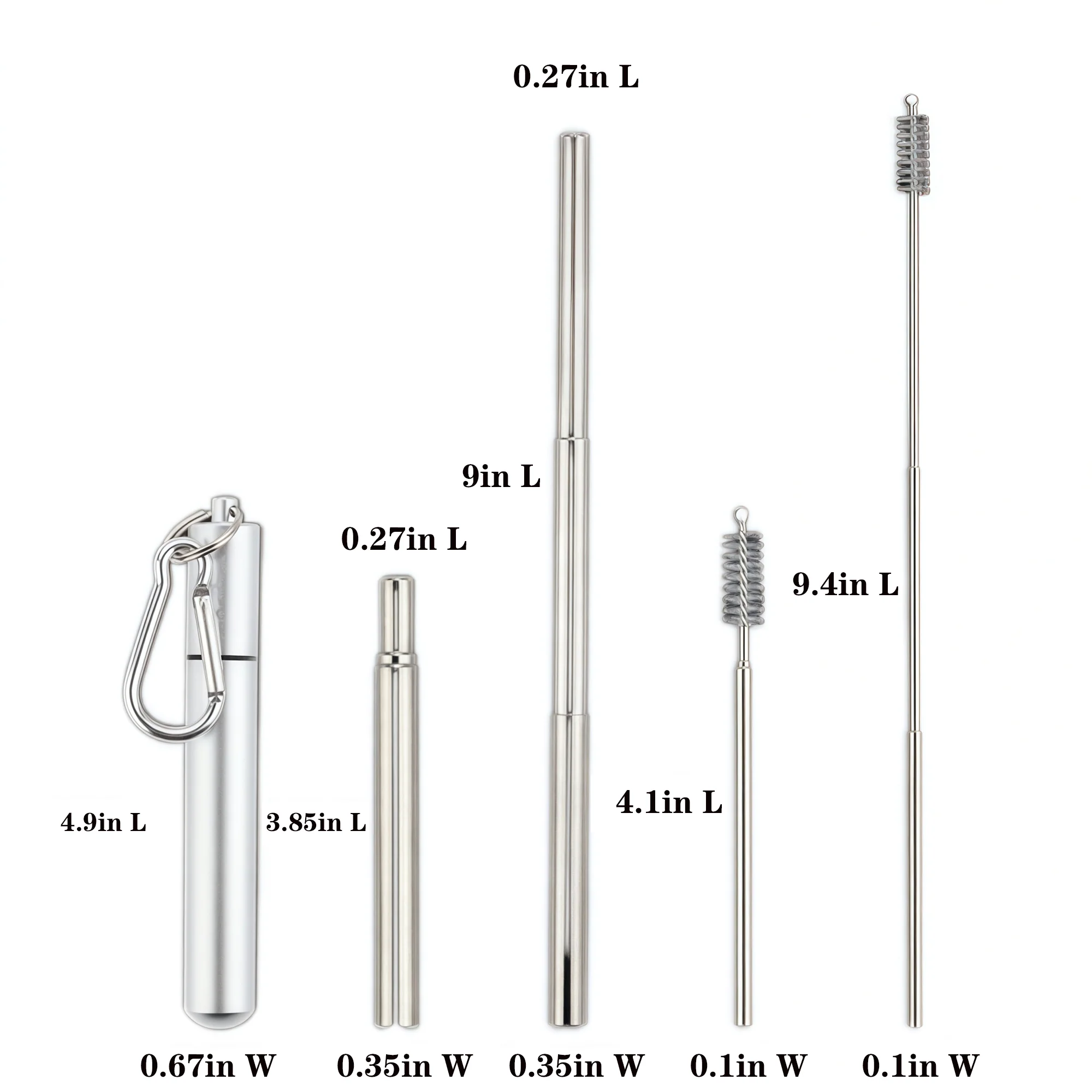 Stainless Steel Telescopic Straw Set