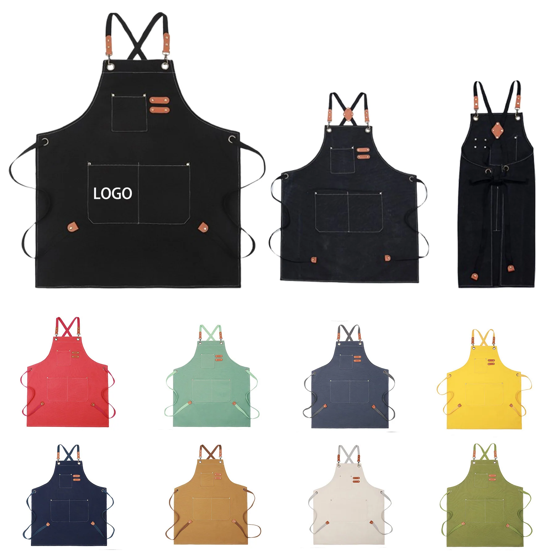 Baking Shop Work Canvas Apron With Adjustable Straps