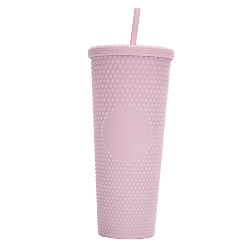 Double Wall Studded Tumbler with Lid and Straw