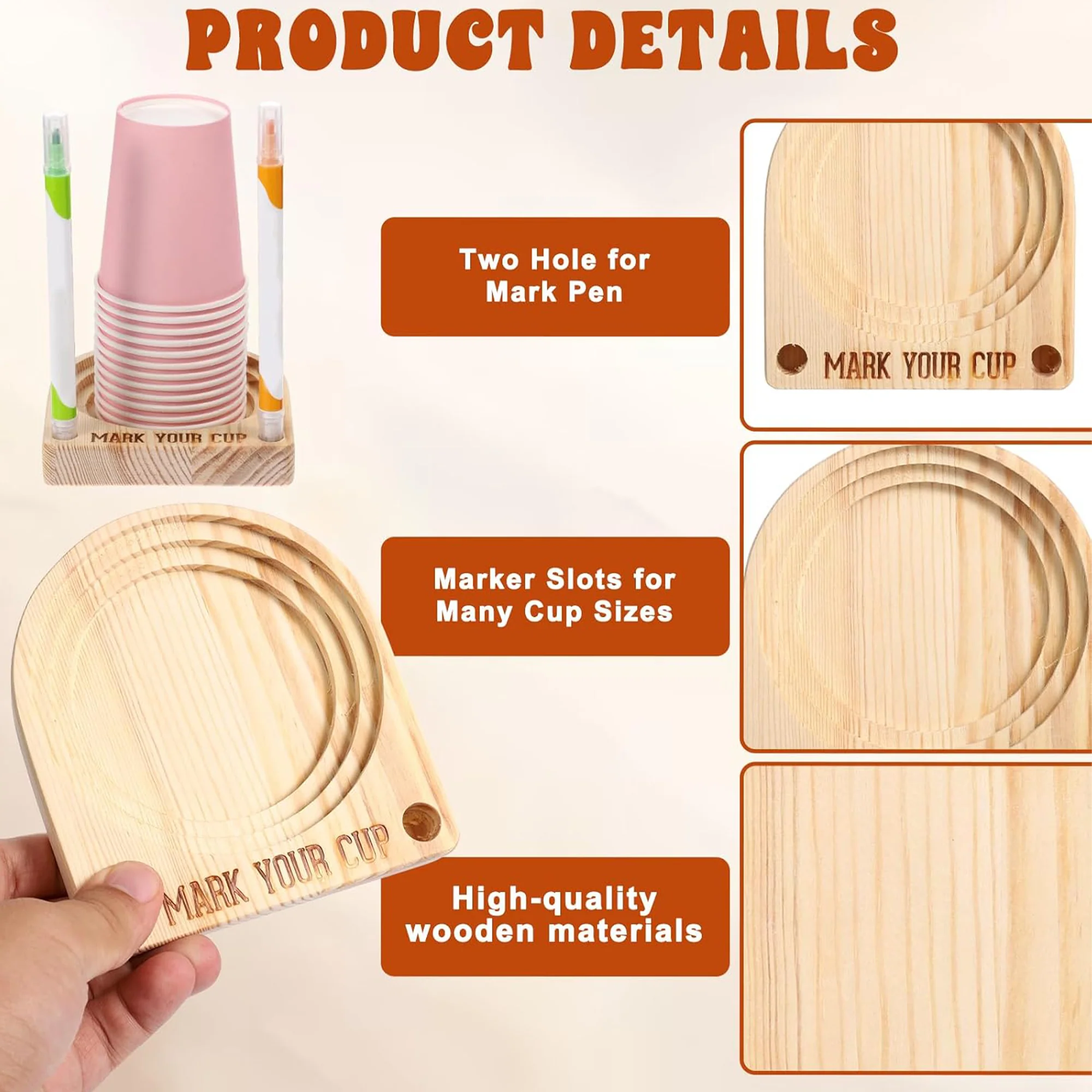 Wooden Party Cups Holders Organizer