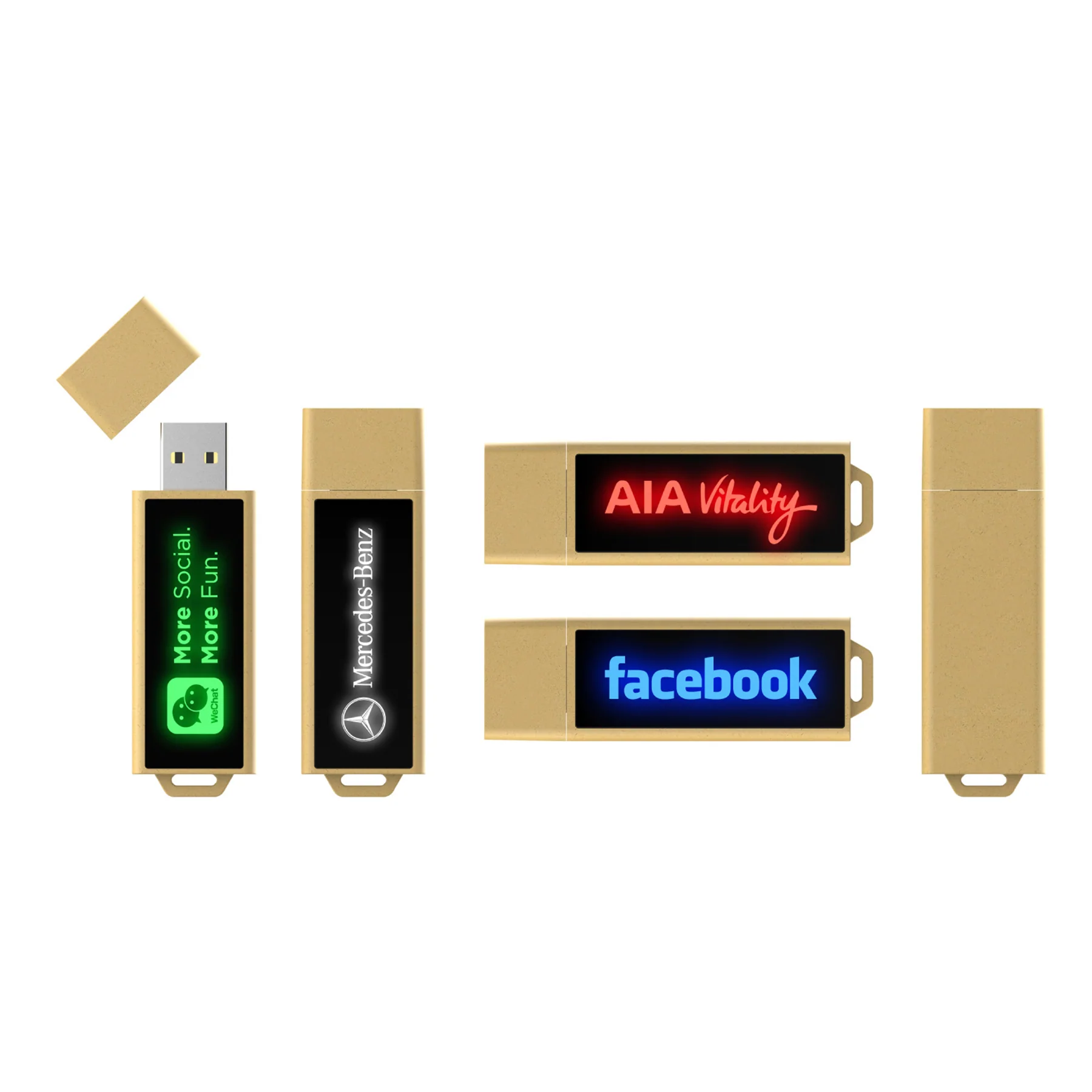 Eco-Friendly Recyclable Led Light Up Logo Usb Flash Drives