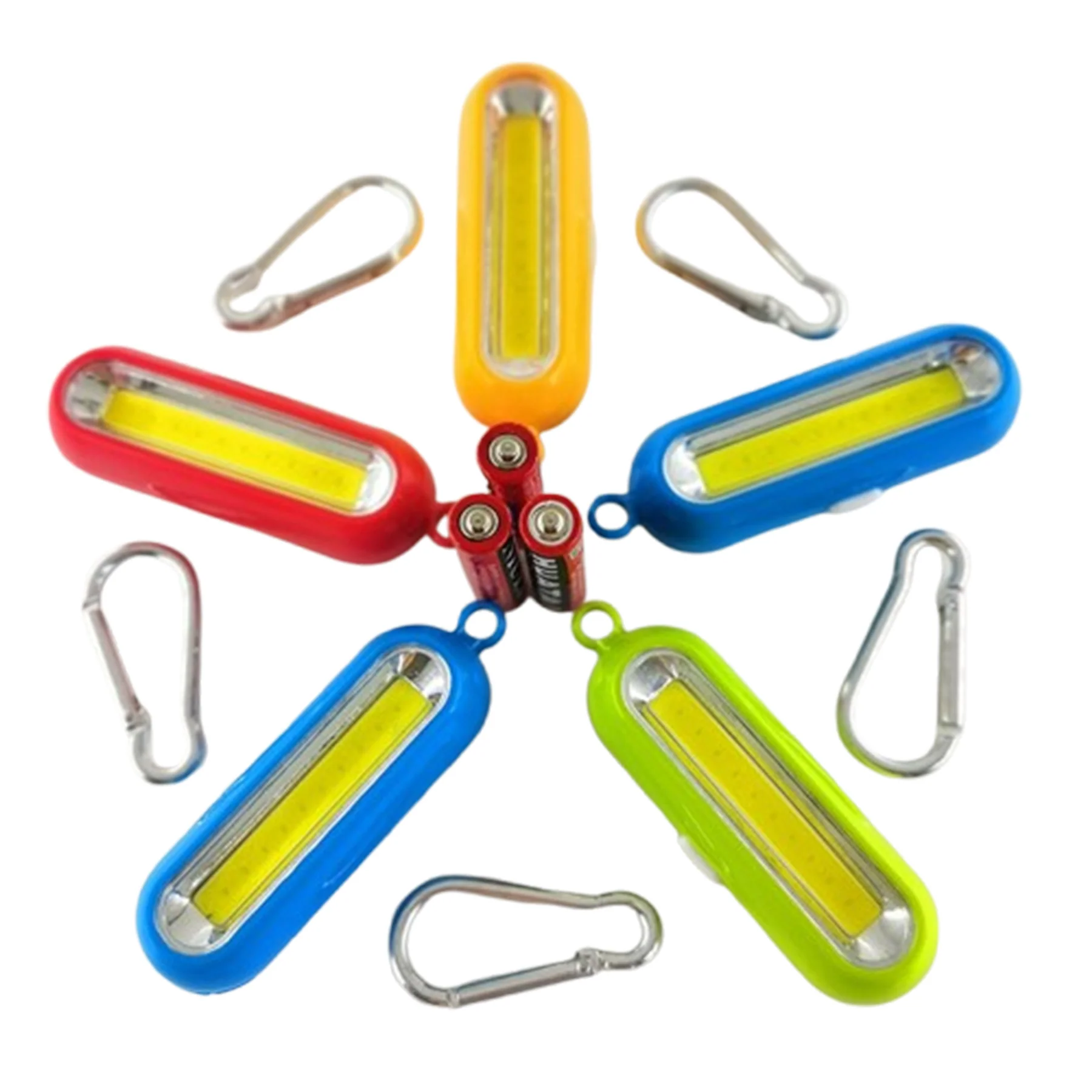 Portable COB Mini Lights Flashlight W/ Carabiner For Hiking