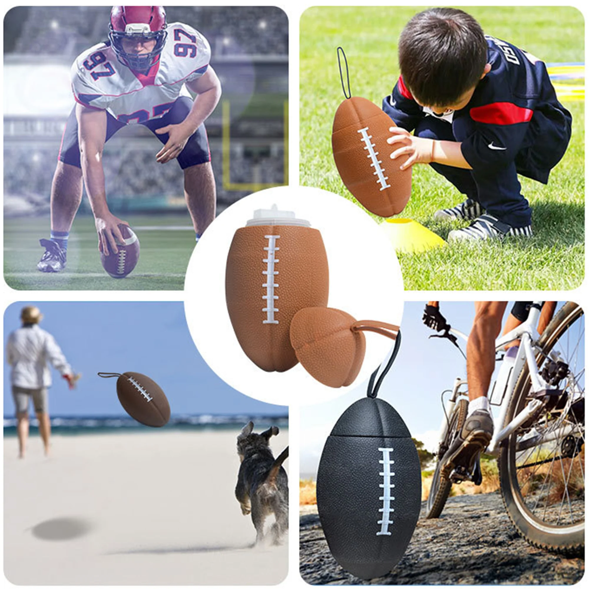 25oz Silicone Football Water Bottles