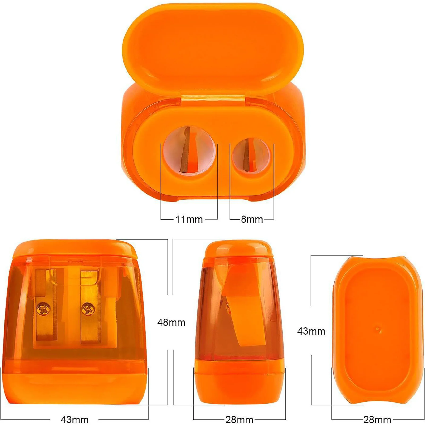 Double Holes Pencil Sharpener With Lid