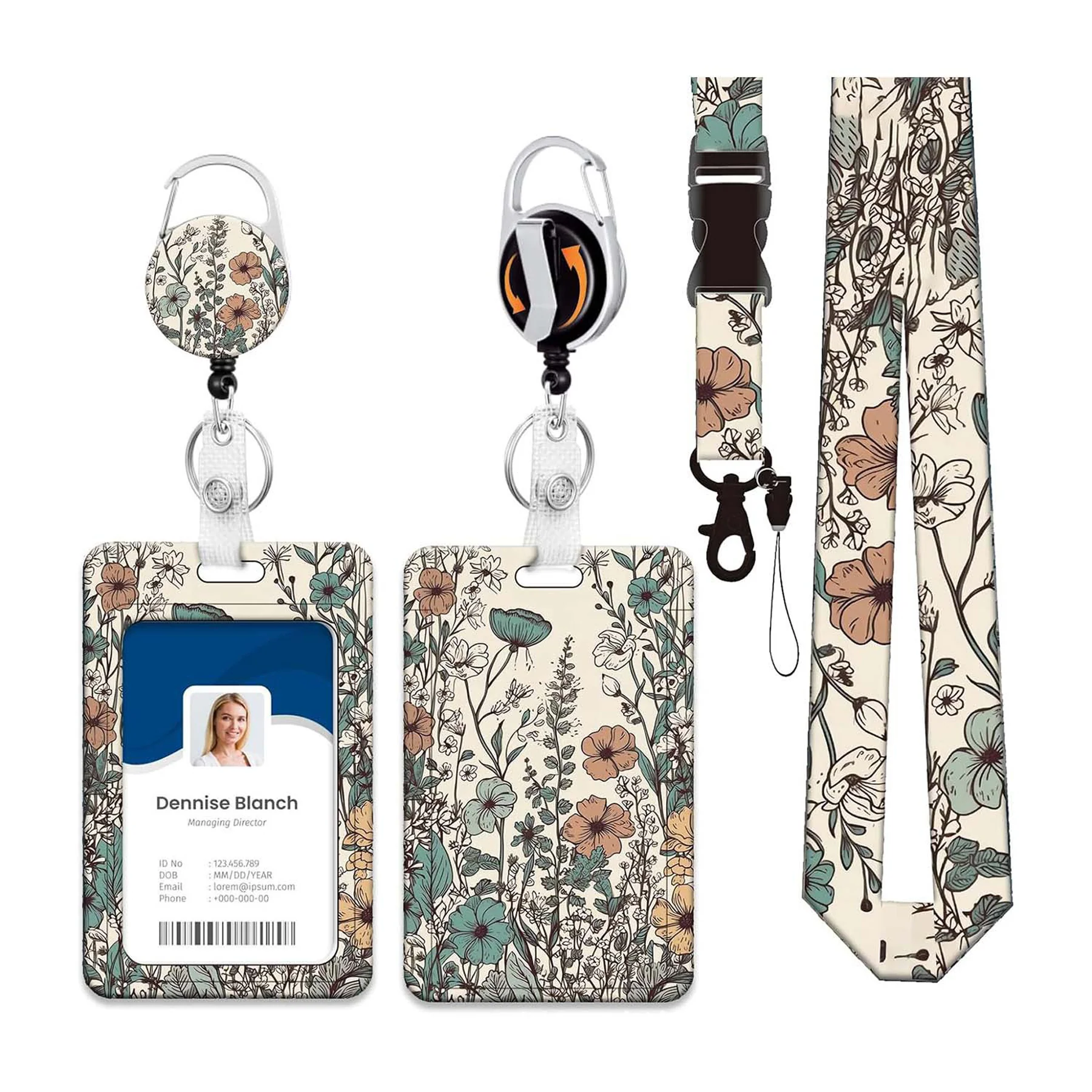 Lanyard Retractable Badge Reel With ID Card Holder