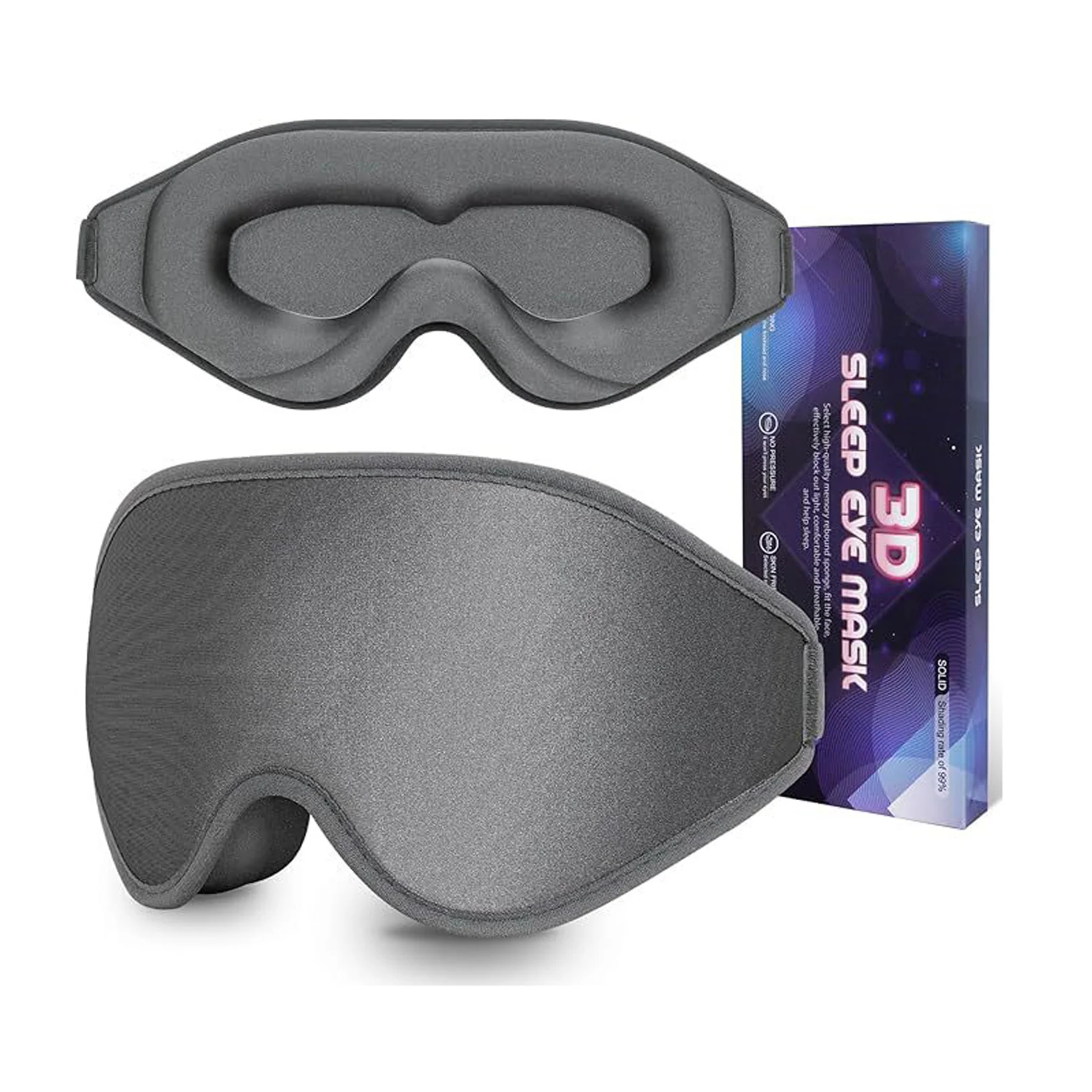 3D Sleep Mask Light Blocking Eye Cover With Adjustable Strap