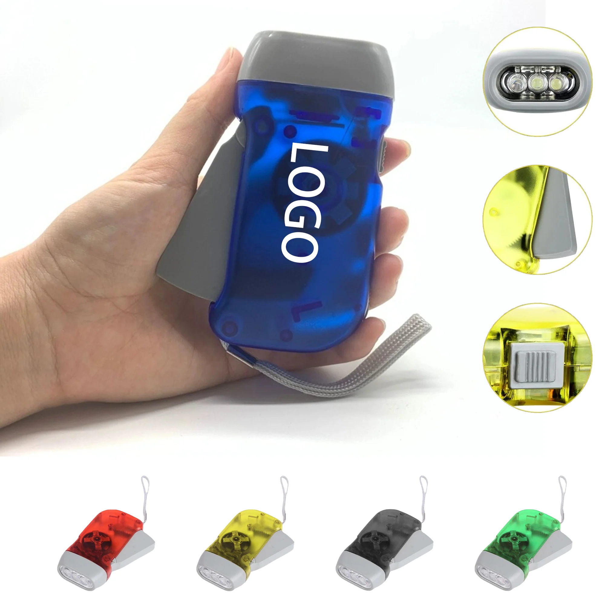 3 LED Hand Crank Emergency Flashlight