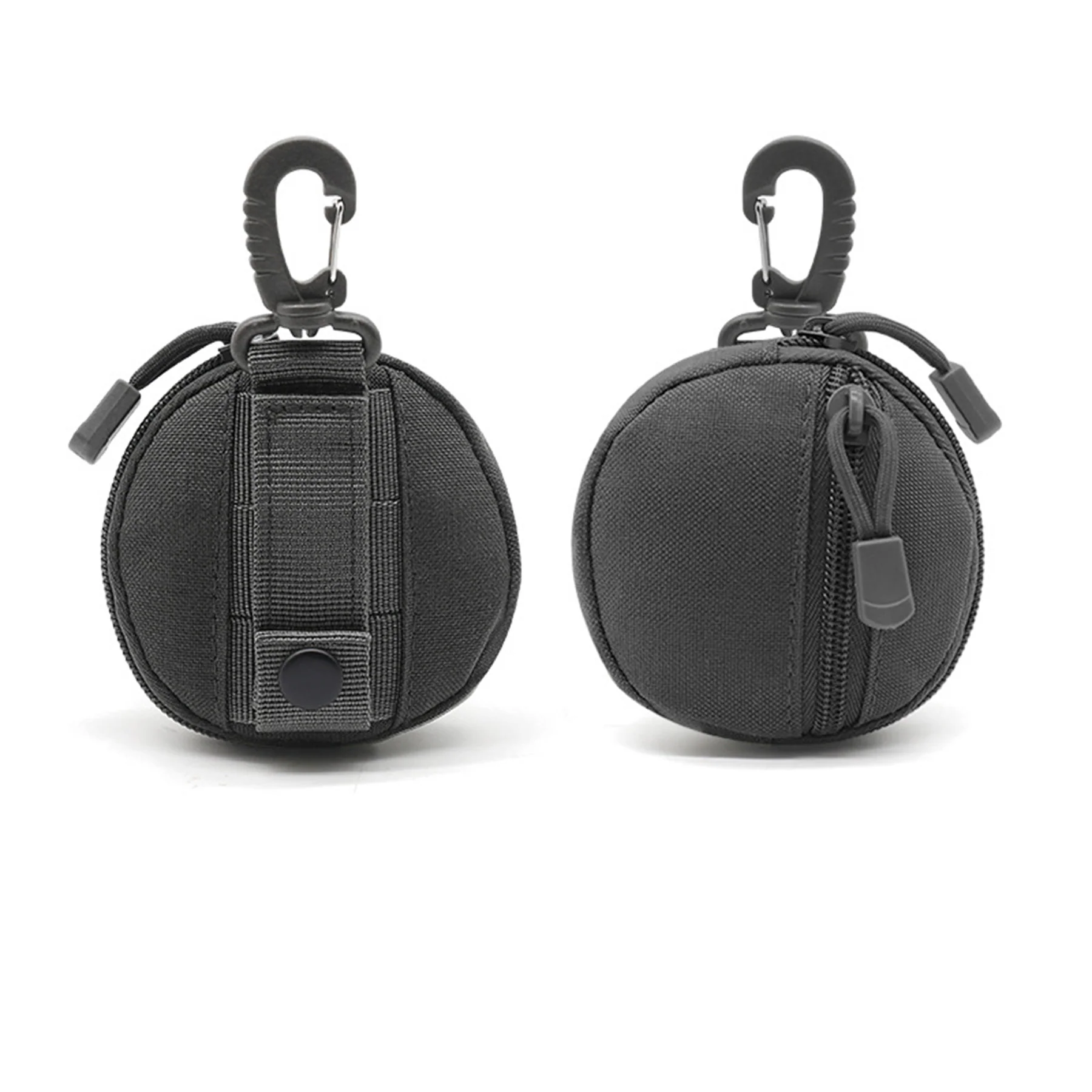 Portable Small Tactical Round Wallet Coin Purse W/ Carabiner