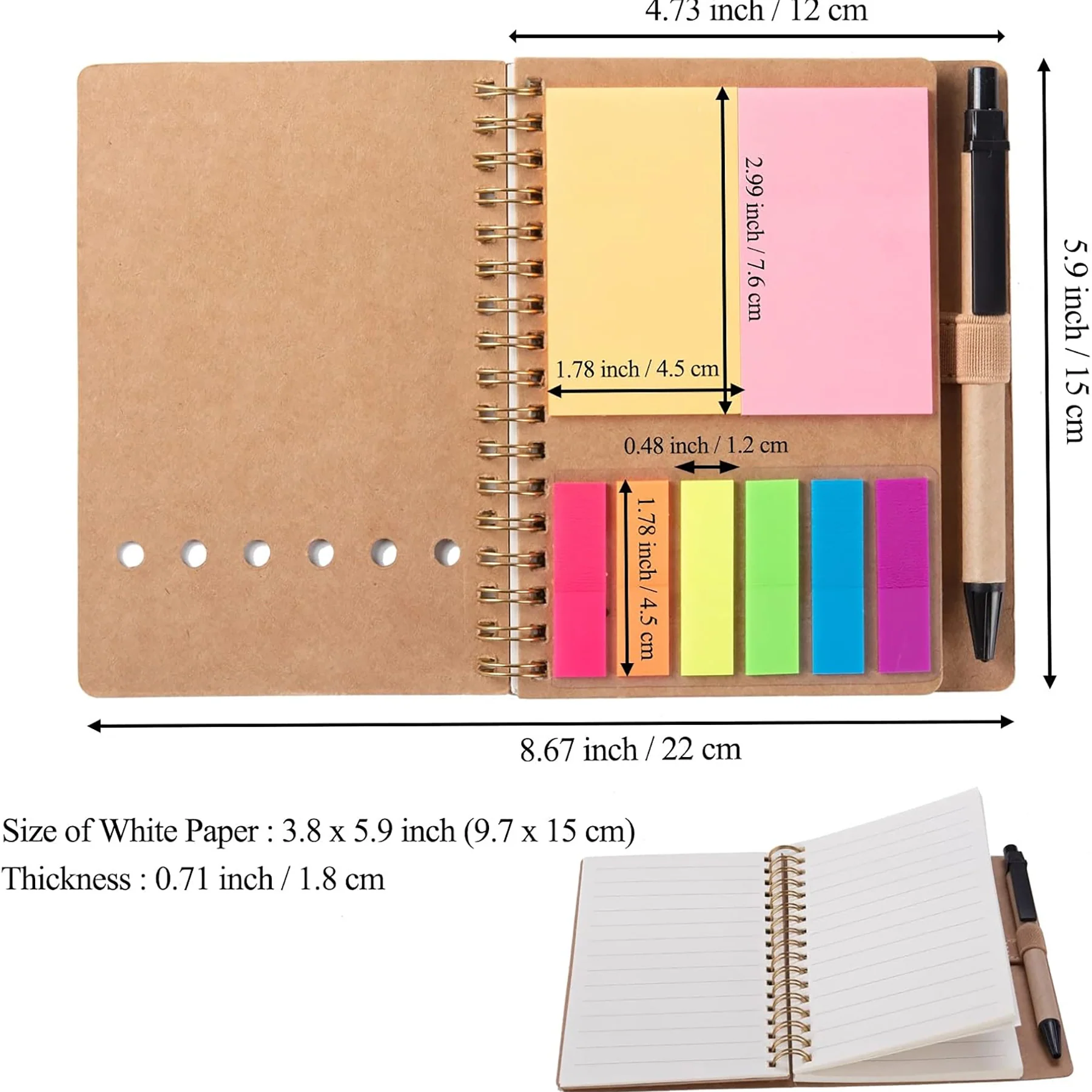 Spiral Sticky Notes Notebook With Pen