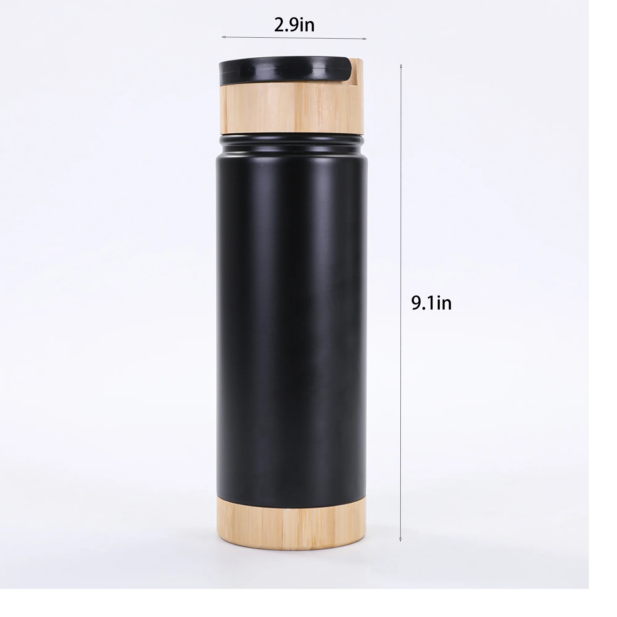 17 oz Double Wall Stainless Steel Water Bottle with Bamboo Lid